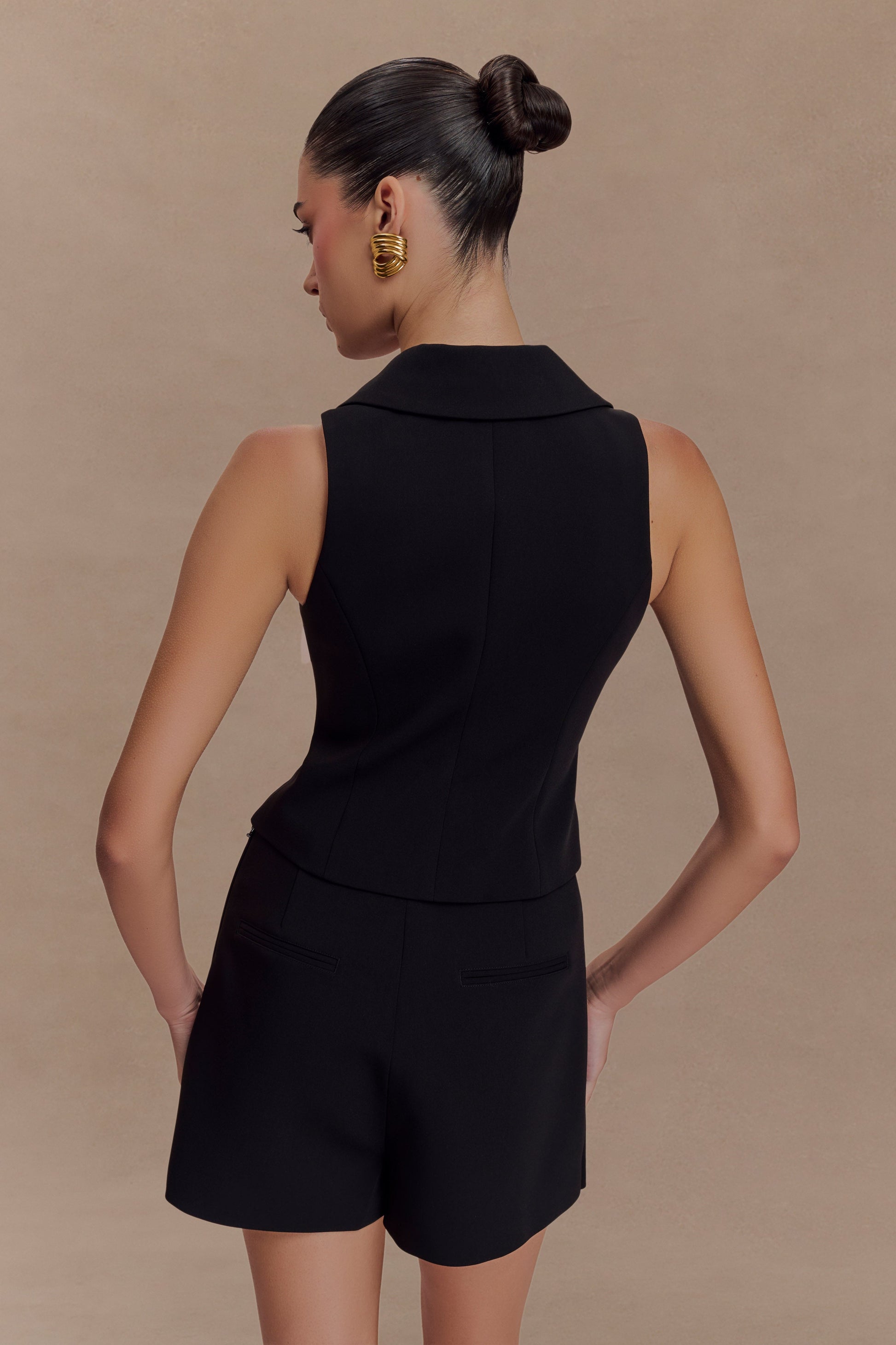 Alix Mixed Button Vest - Black #3