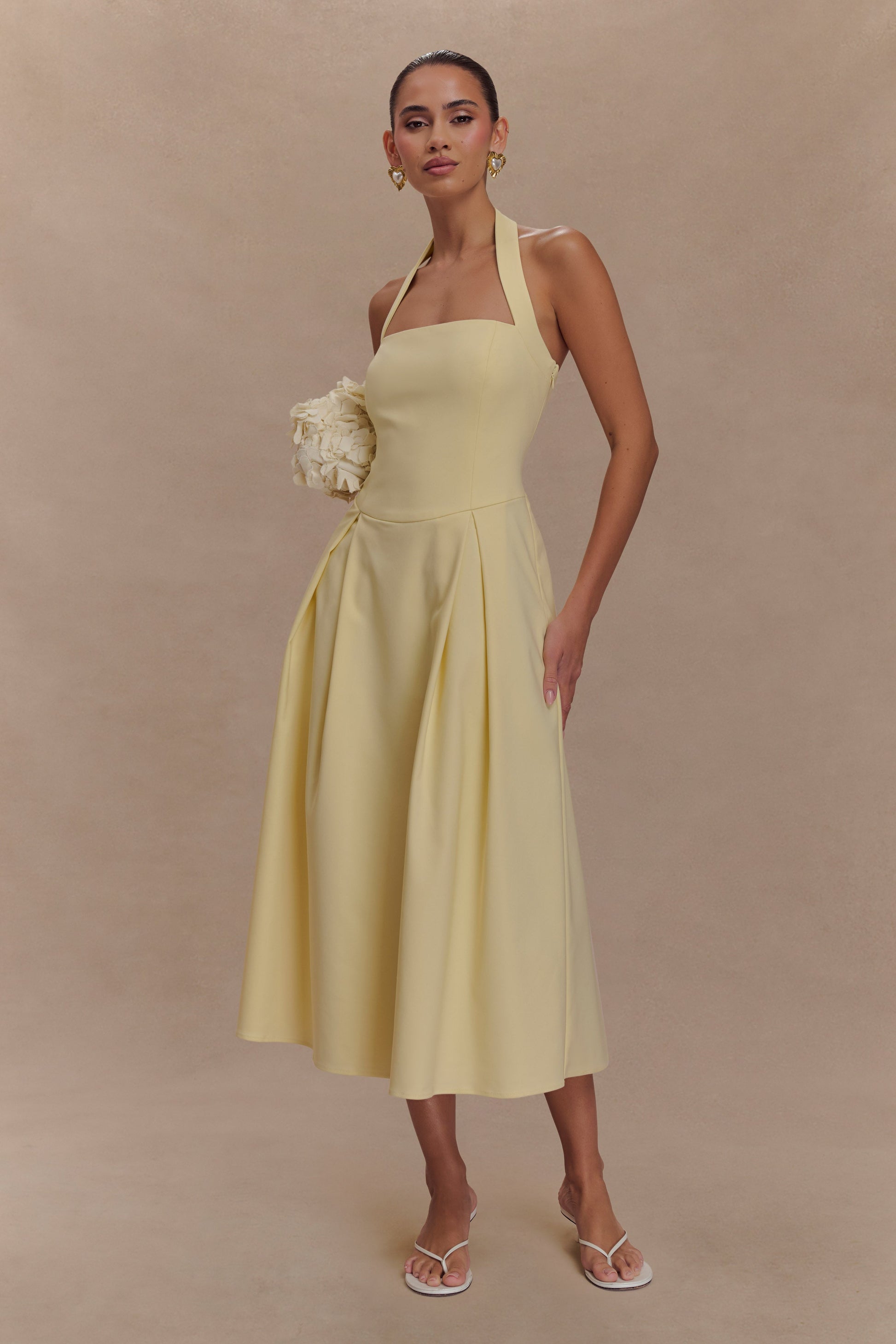 Juana Halter Midi Dress - Lemon #7