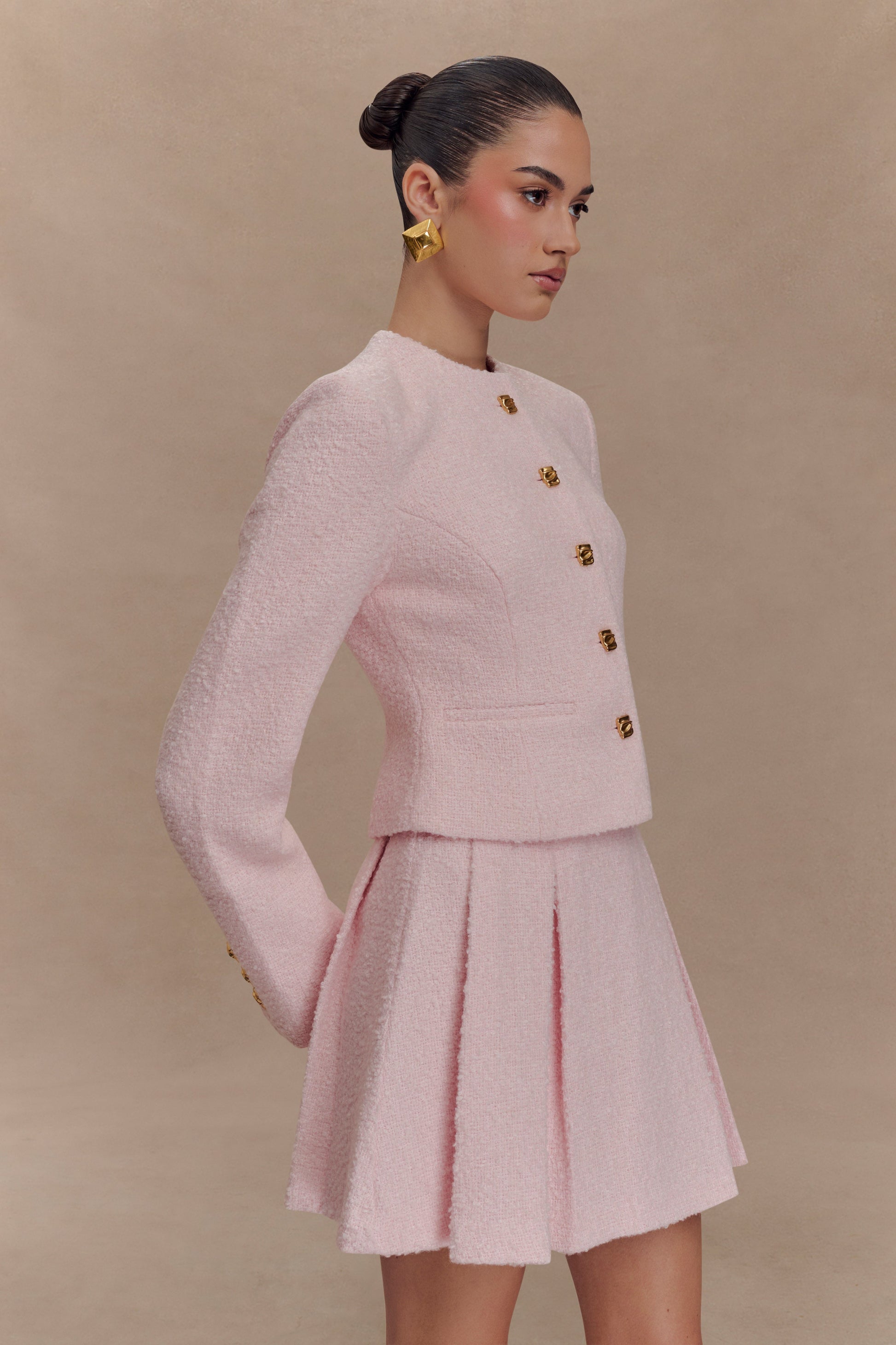 Cleo Boucle Jacket - Powder Pink #4