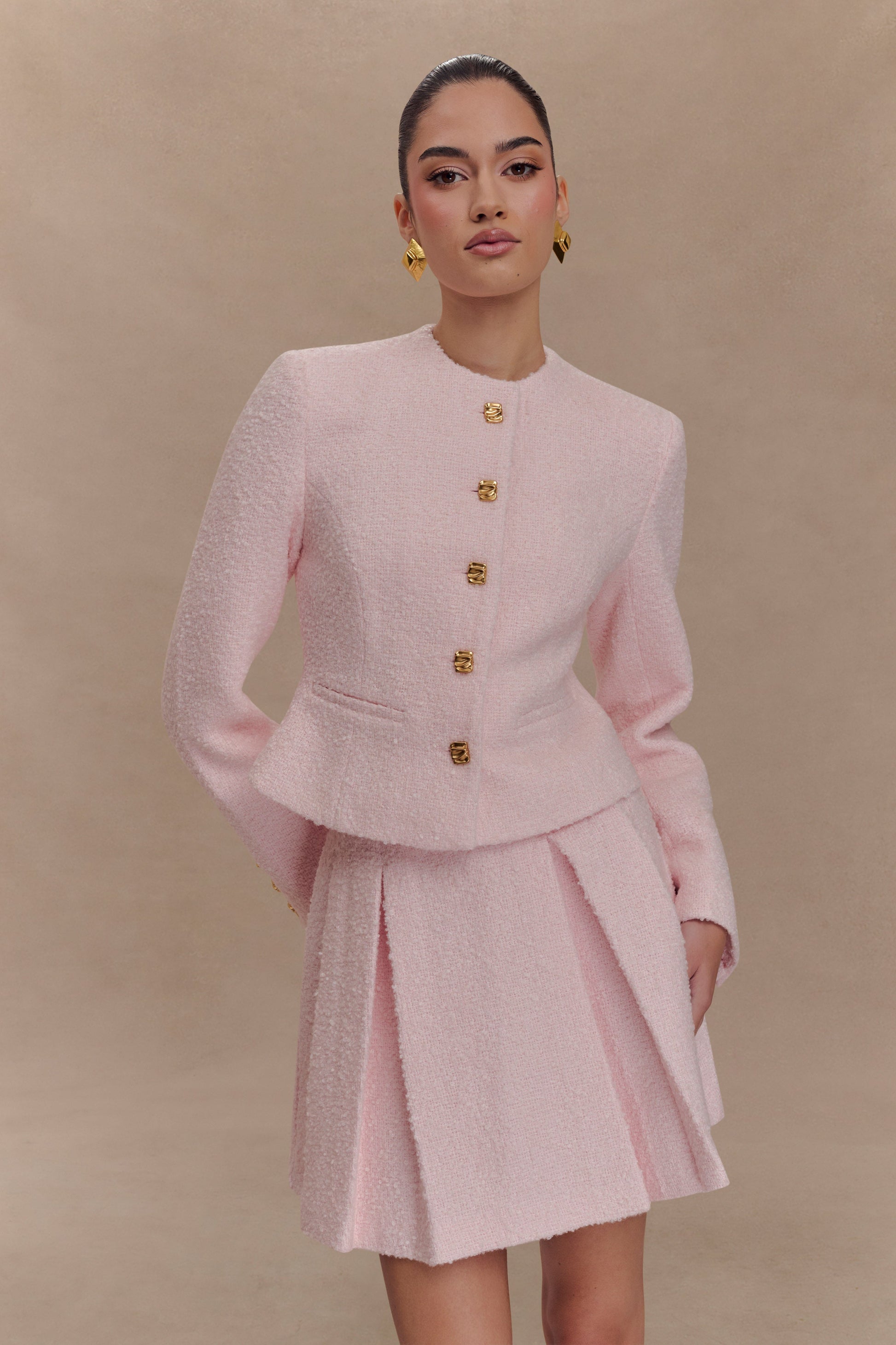 Cleo Boucle Jacket - Powder Pink #6