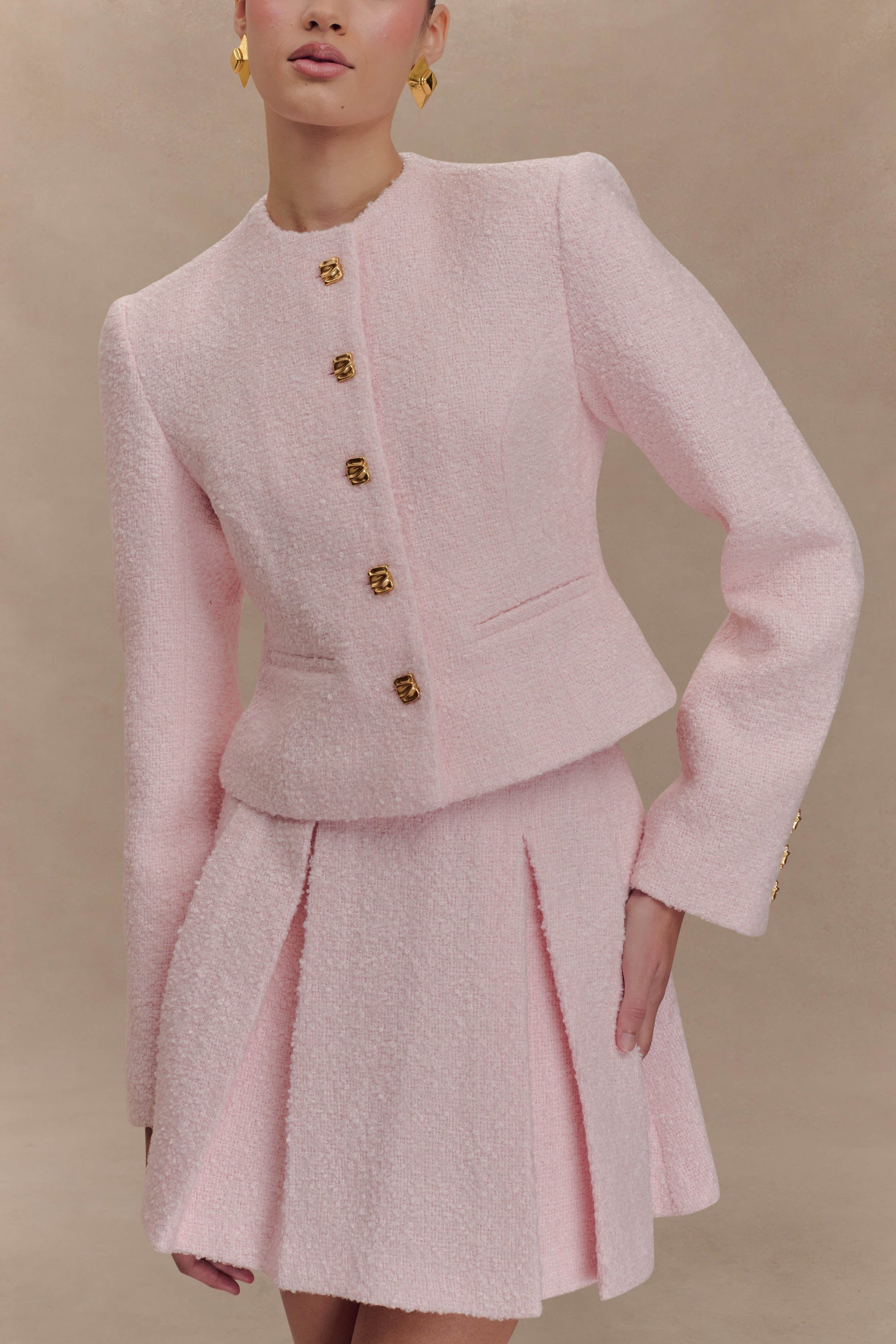 Cleo Boucle Jacket - Powder Pink #3
