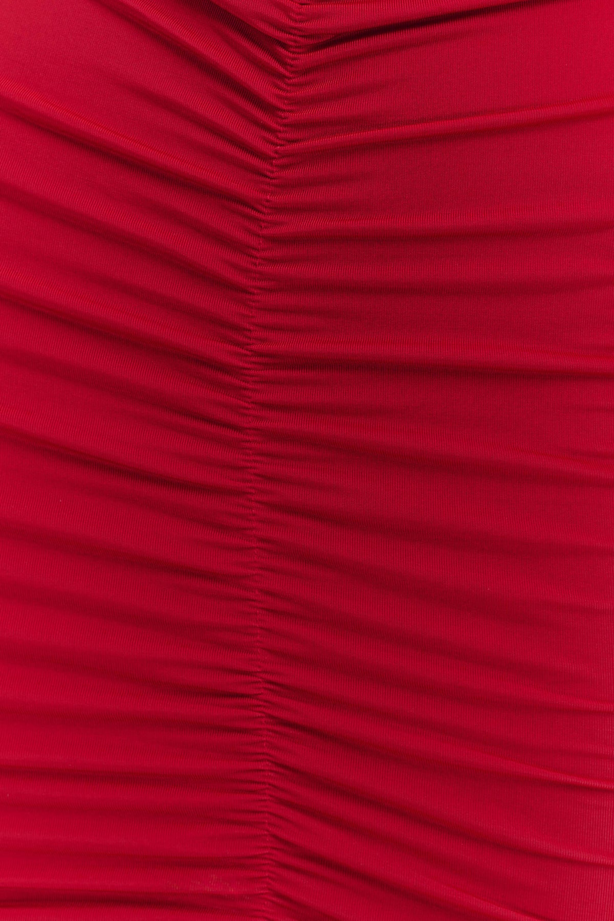 Caspian Slinky And Mesh Off Shoulder Mini Dress - Ruby