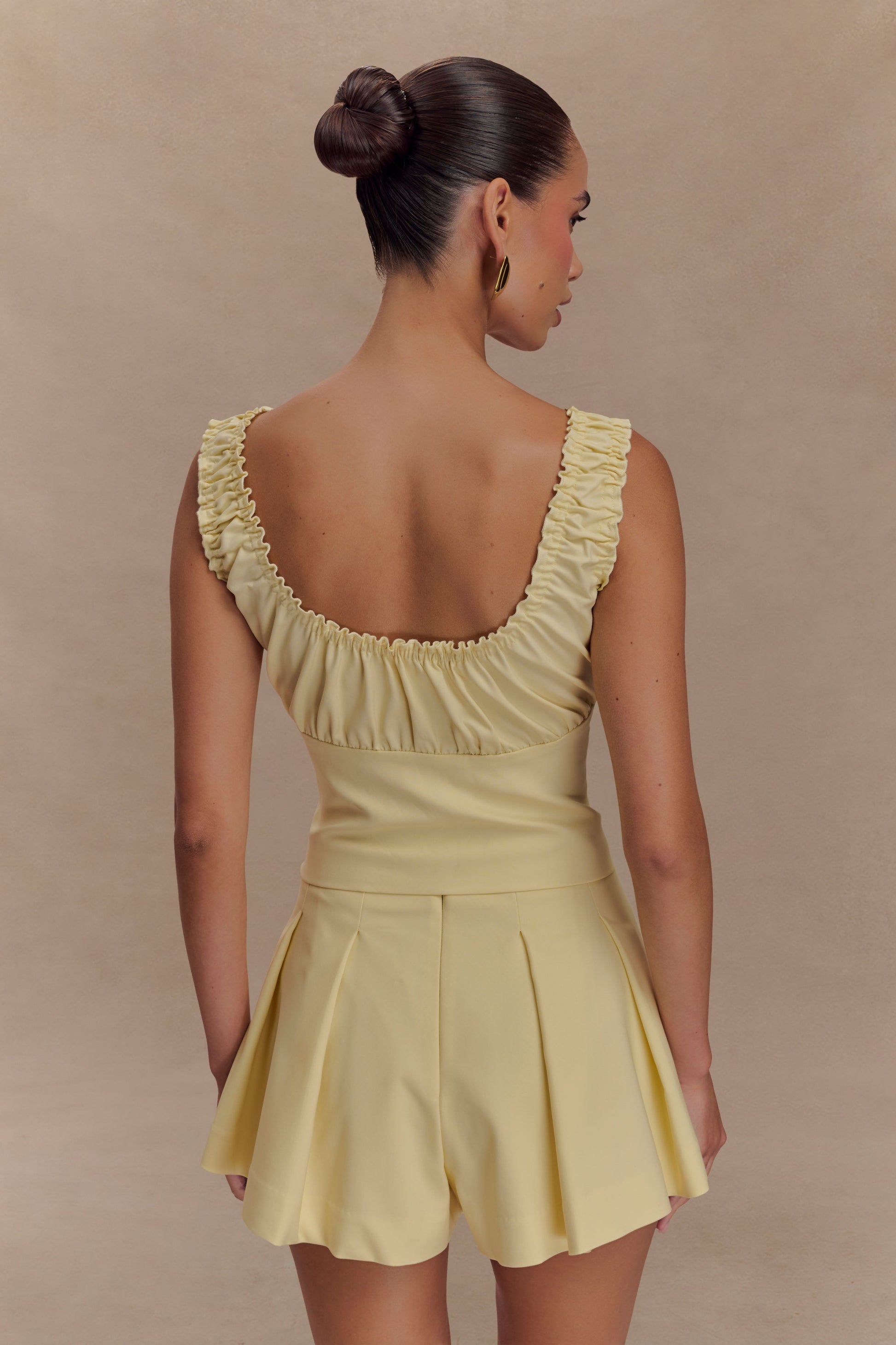 Ines Sleeveless Ruched Top - Lemon #3