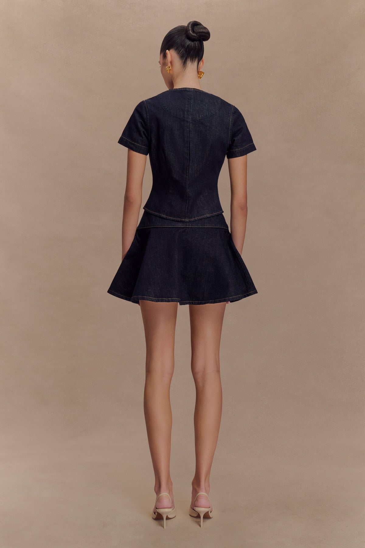 Arista Denim Mini Skirt - Washed Indigo Blue #4