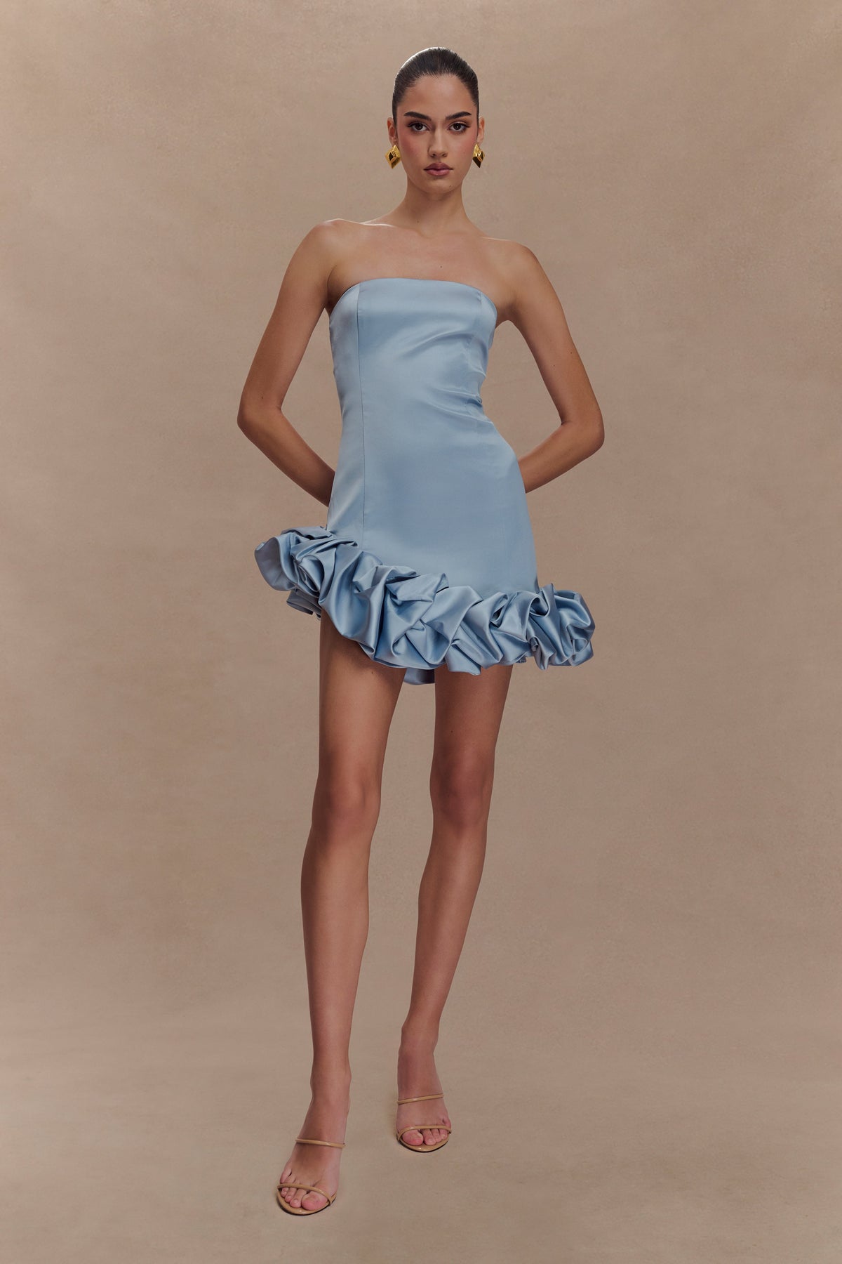 Alba Bubble Mini Dress - Cornflower Blue #7