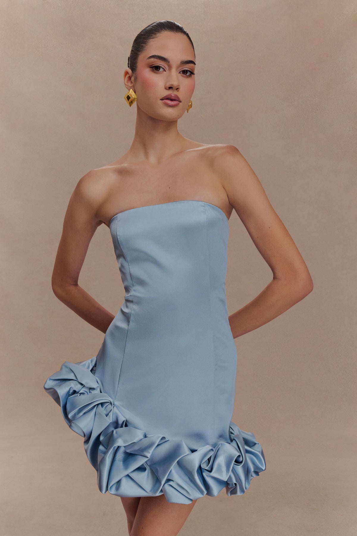 Alba Bubble Mini Dress - Cornflower Blue #2