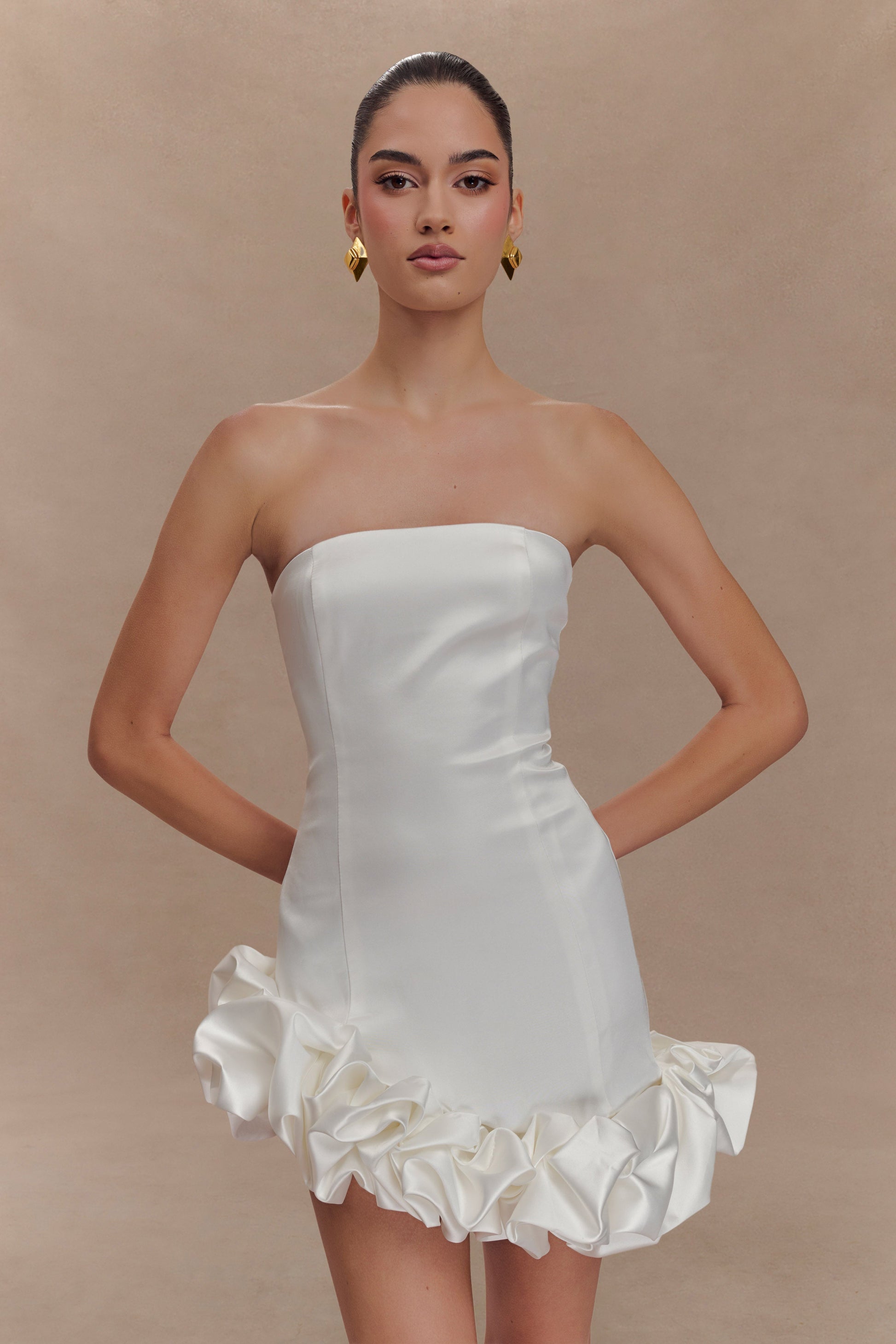 Alba Bubble Mini Dress - White #6