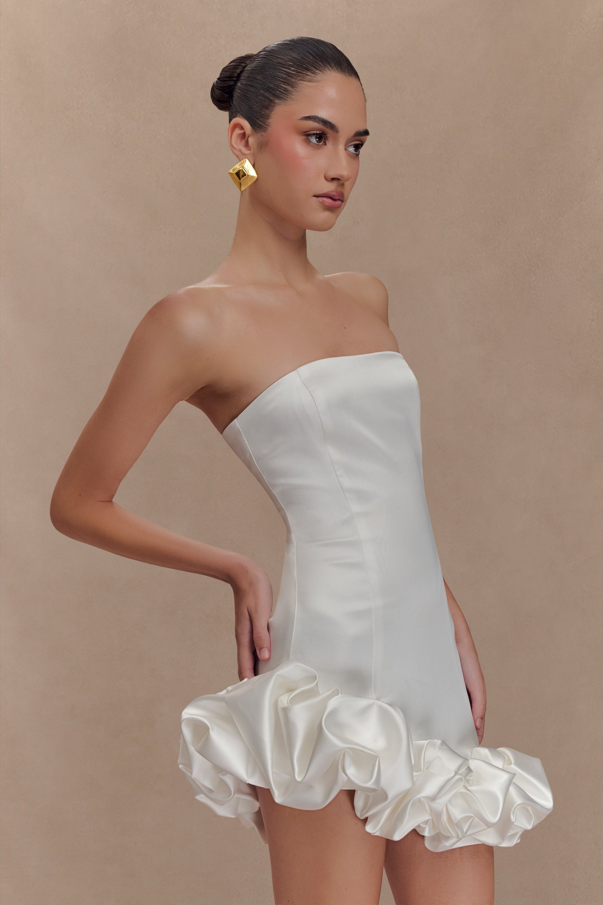 Alba Bubble Mini Dress - White #5