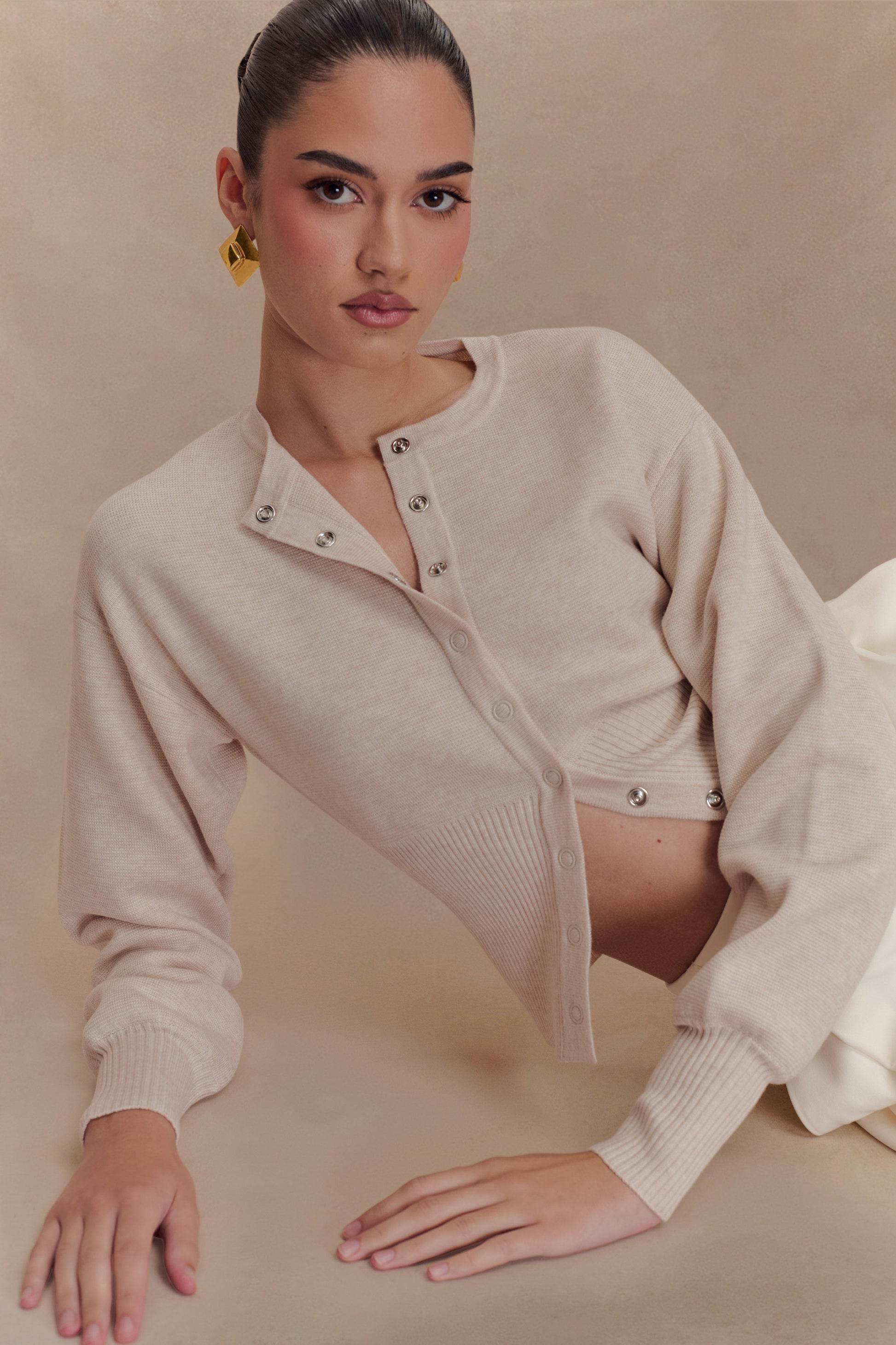 Ferne Button Up Knit Cardigan - Oat Marle #3