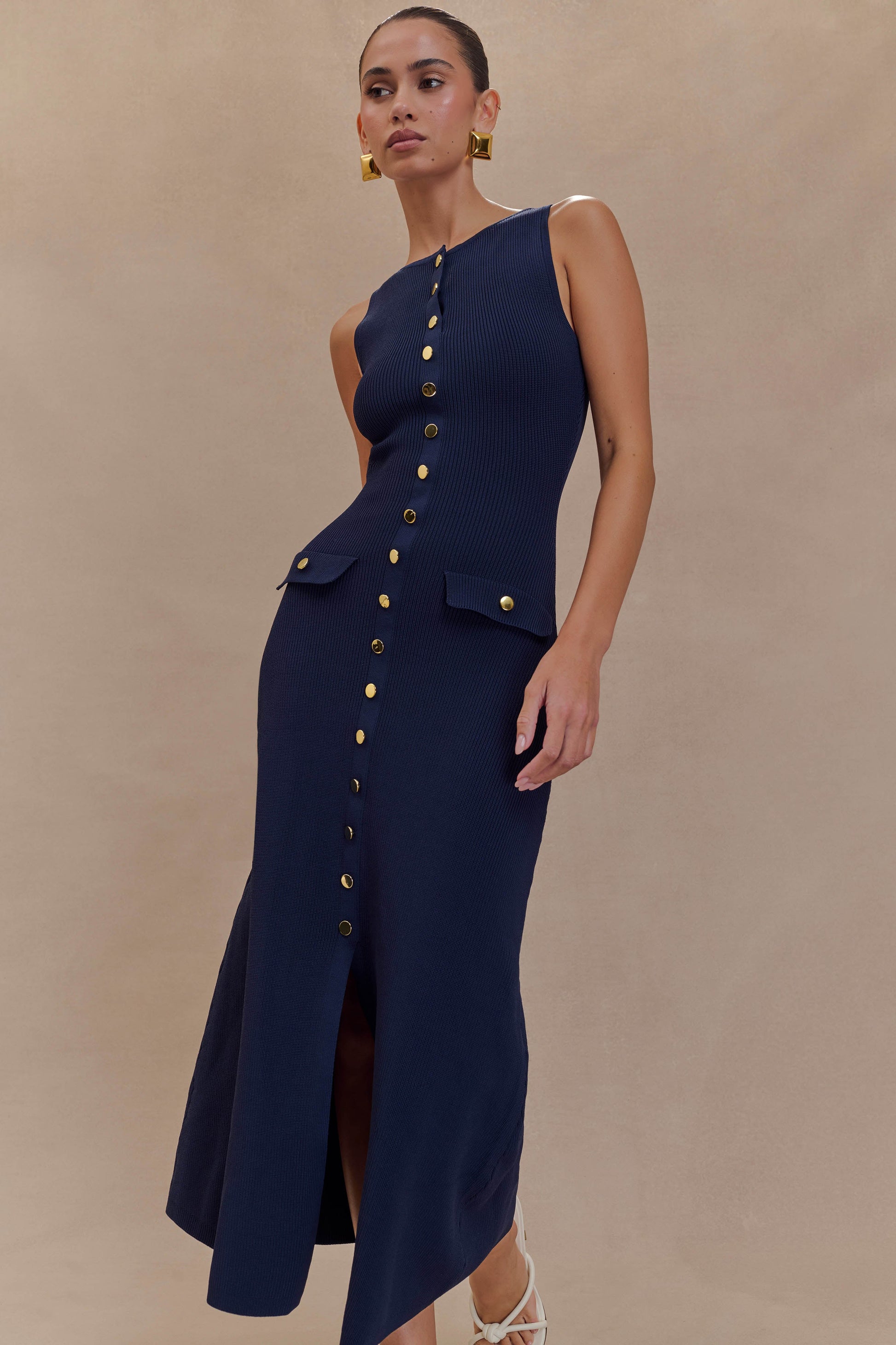 Sawyer Sleeveless Buttoned Maxi Dress - Navy #2