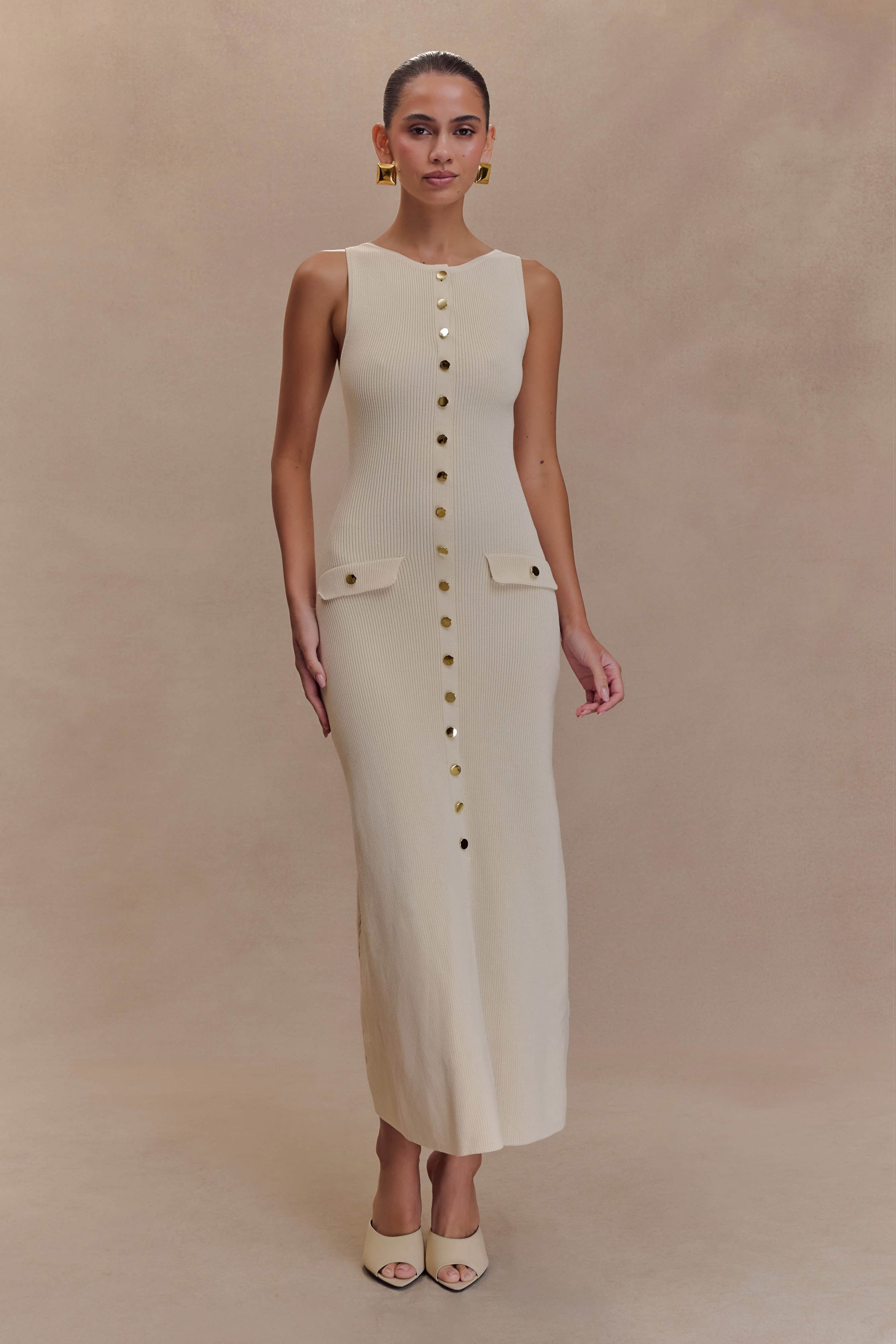 Sawyer Sleeveless Buttoned Maxi Dress - Ivory #5