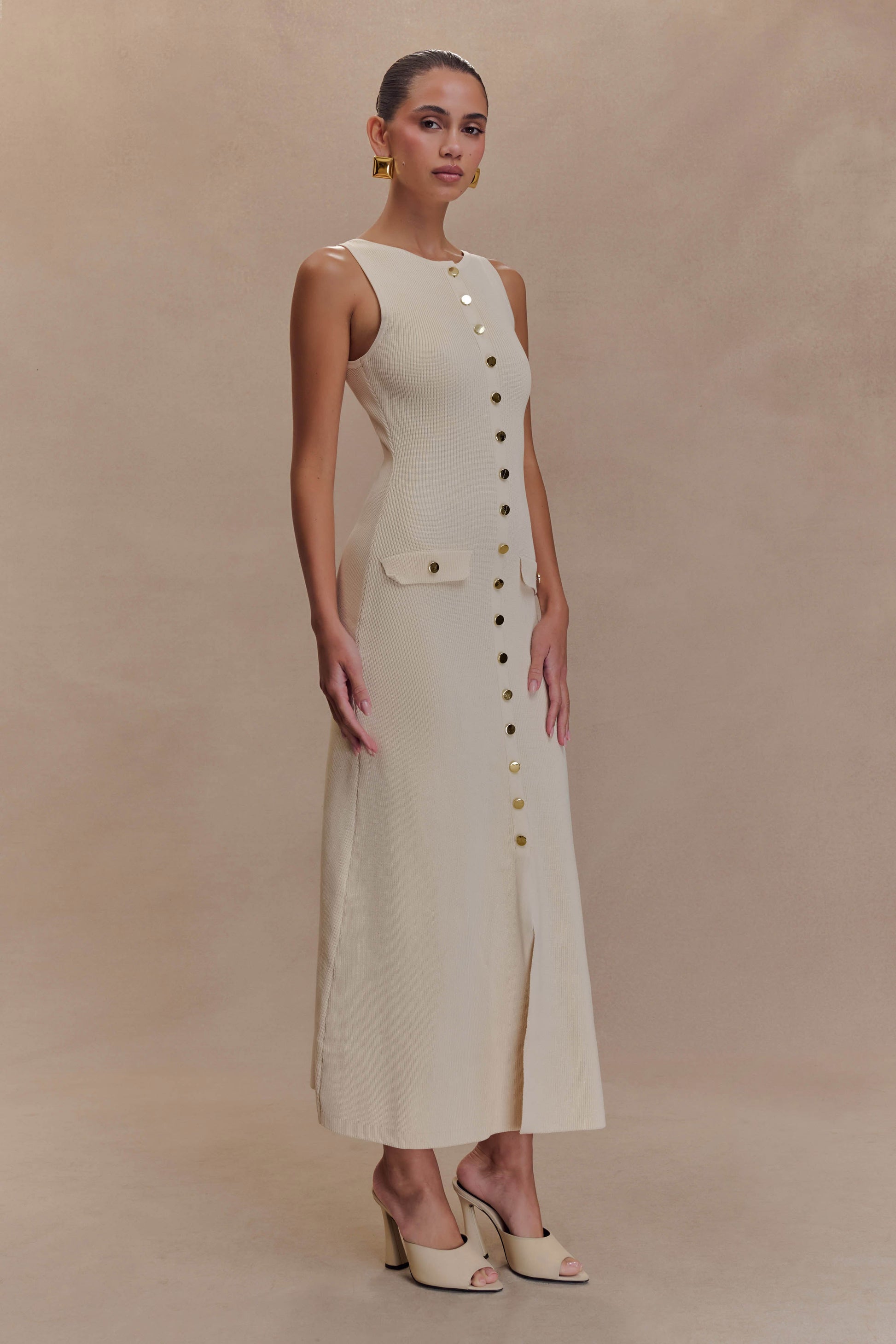 Sawyer Sleeveless Buttoned Maxi Dress - Ivory #4