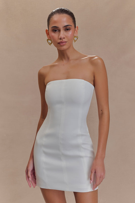 Maci Crepe Mini Dress - White