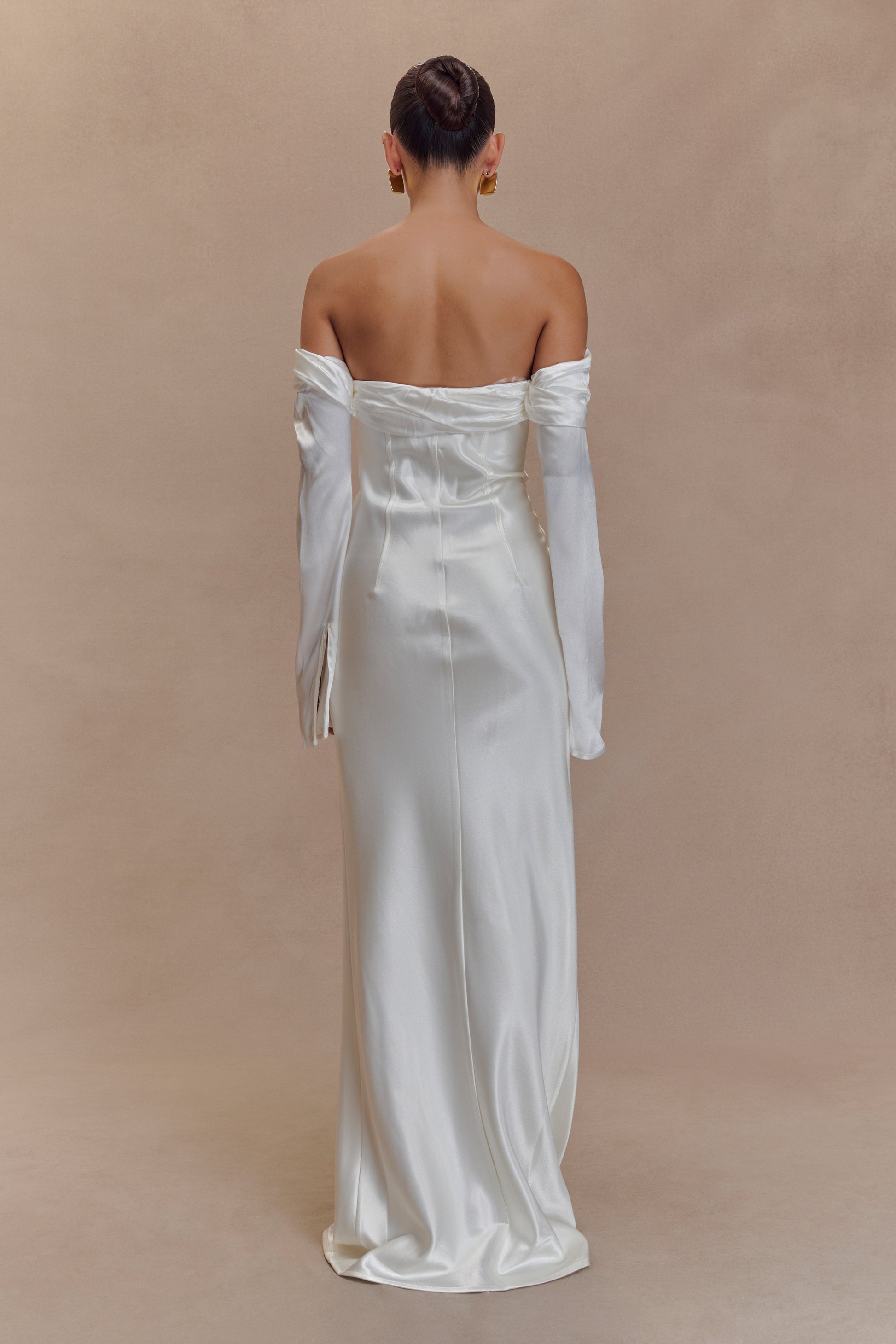 Giselle Off Shoulder Cowl Neck Maxi Dress - White #2