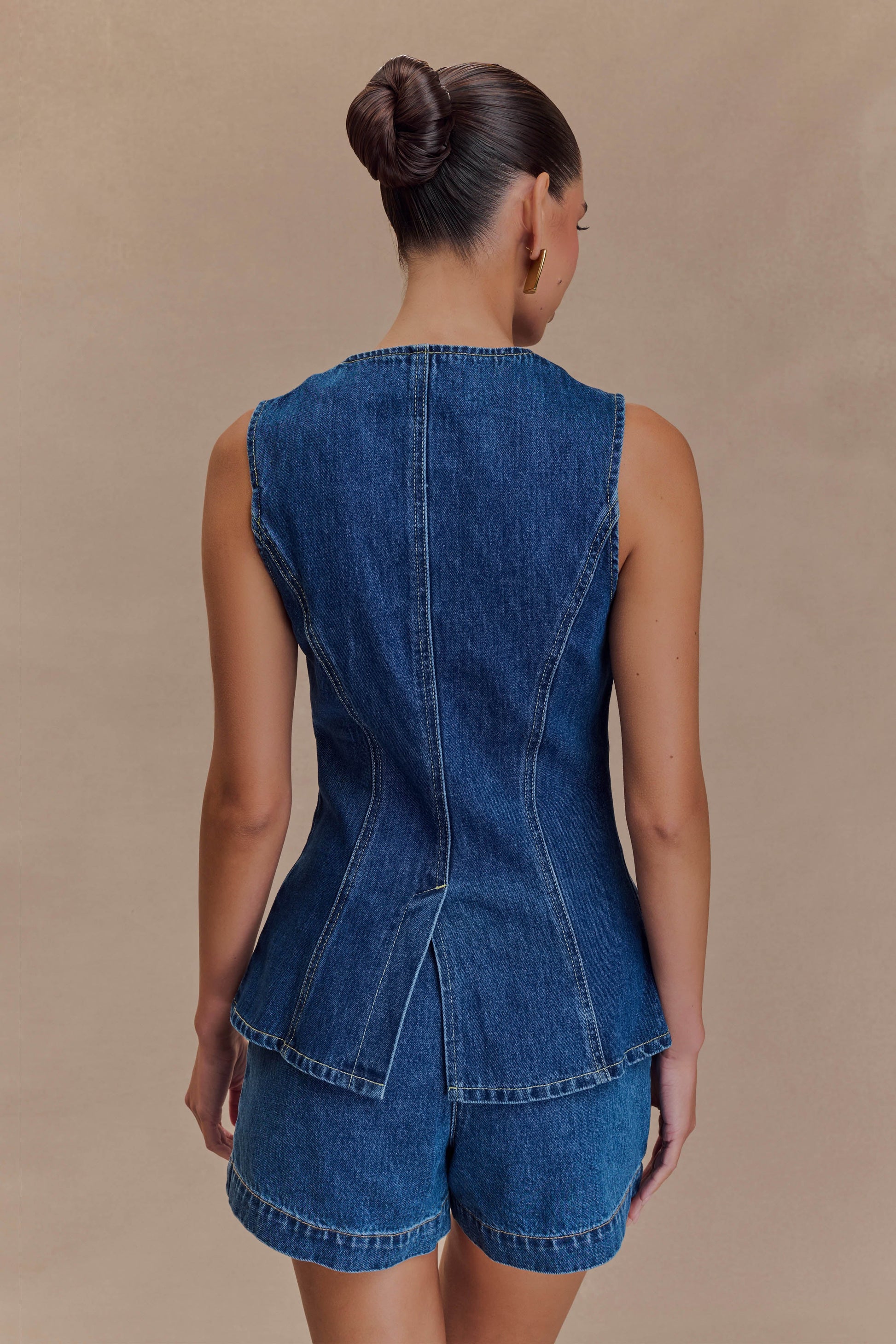 Abel Denim Button Up Top - Dark Blue #2