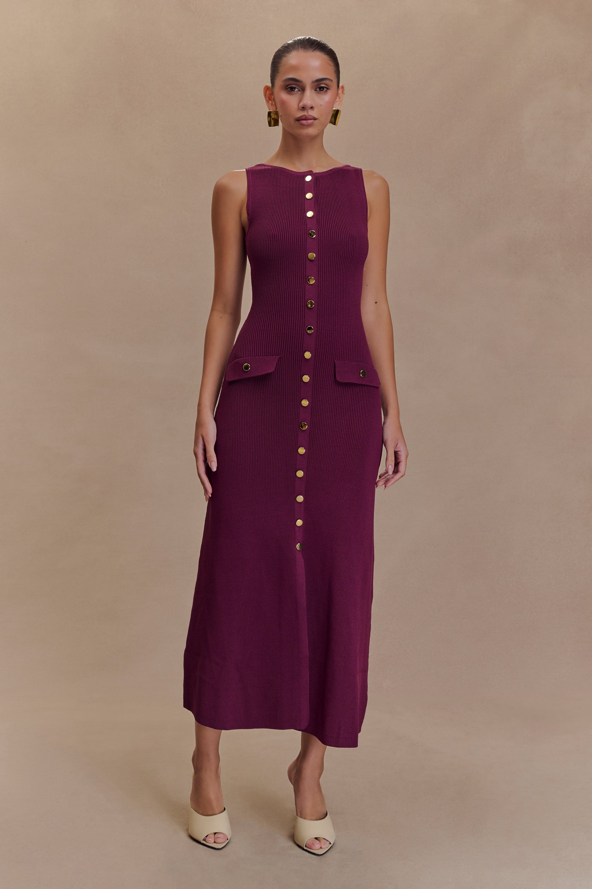 Sawyer Sleeveless Buttoned Maxi Dress - Plum #2