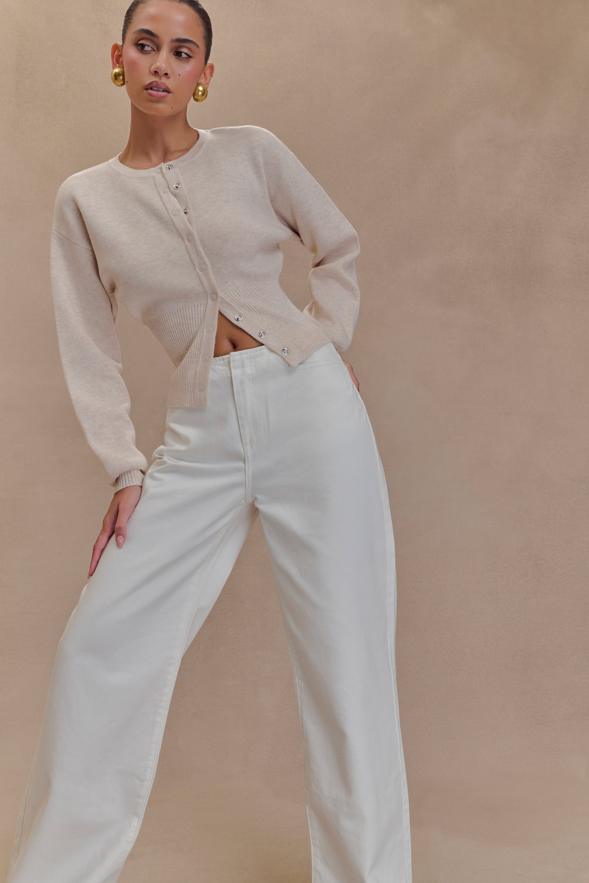 Ferne Button Up Knit Cardigan - Oat Marle #5