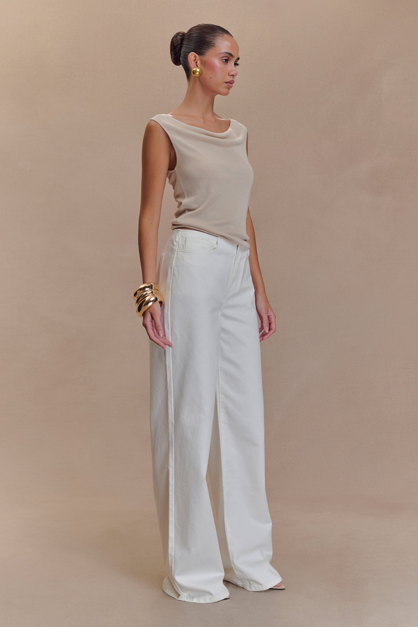 Caitlin Mid Rise Denim Jeans - White