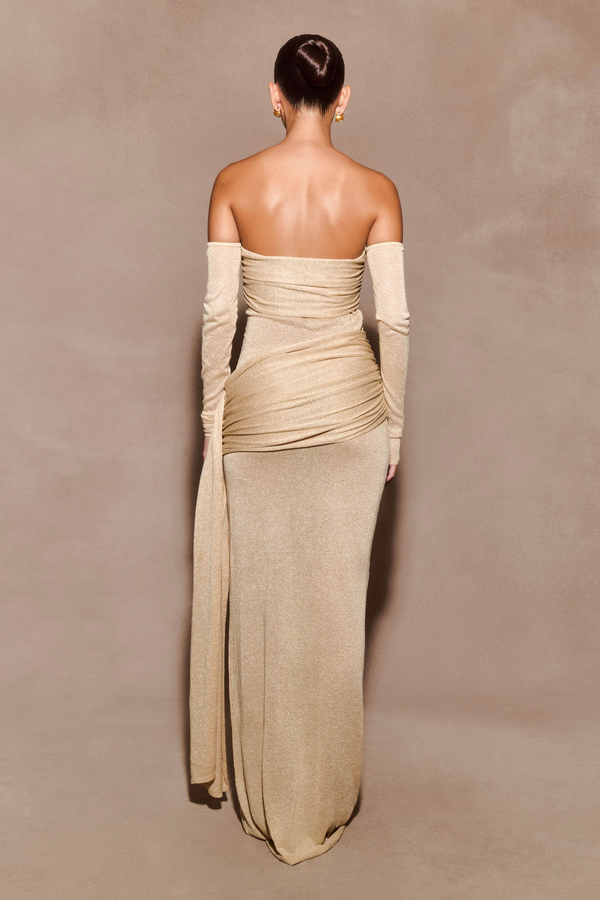 Ingrid Metallic Knit Maxi Dress - Bronze #4