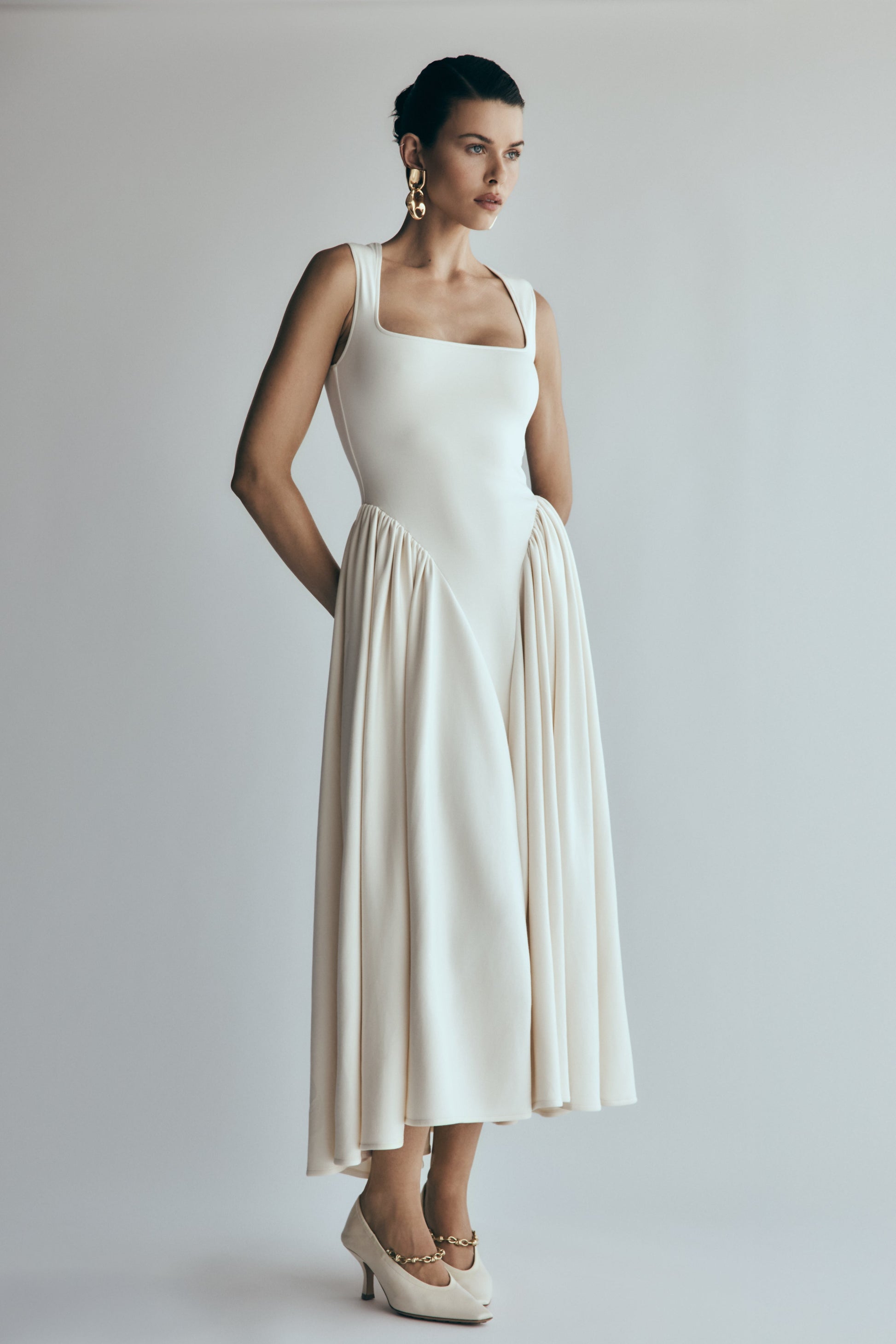 Sharon Scuba Jersey Midi Dress - Ivory #7