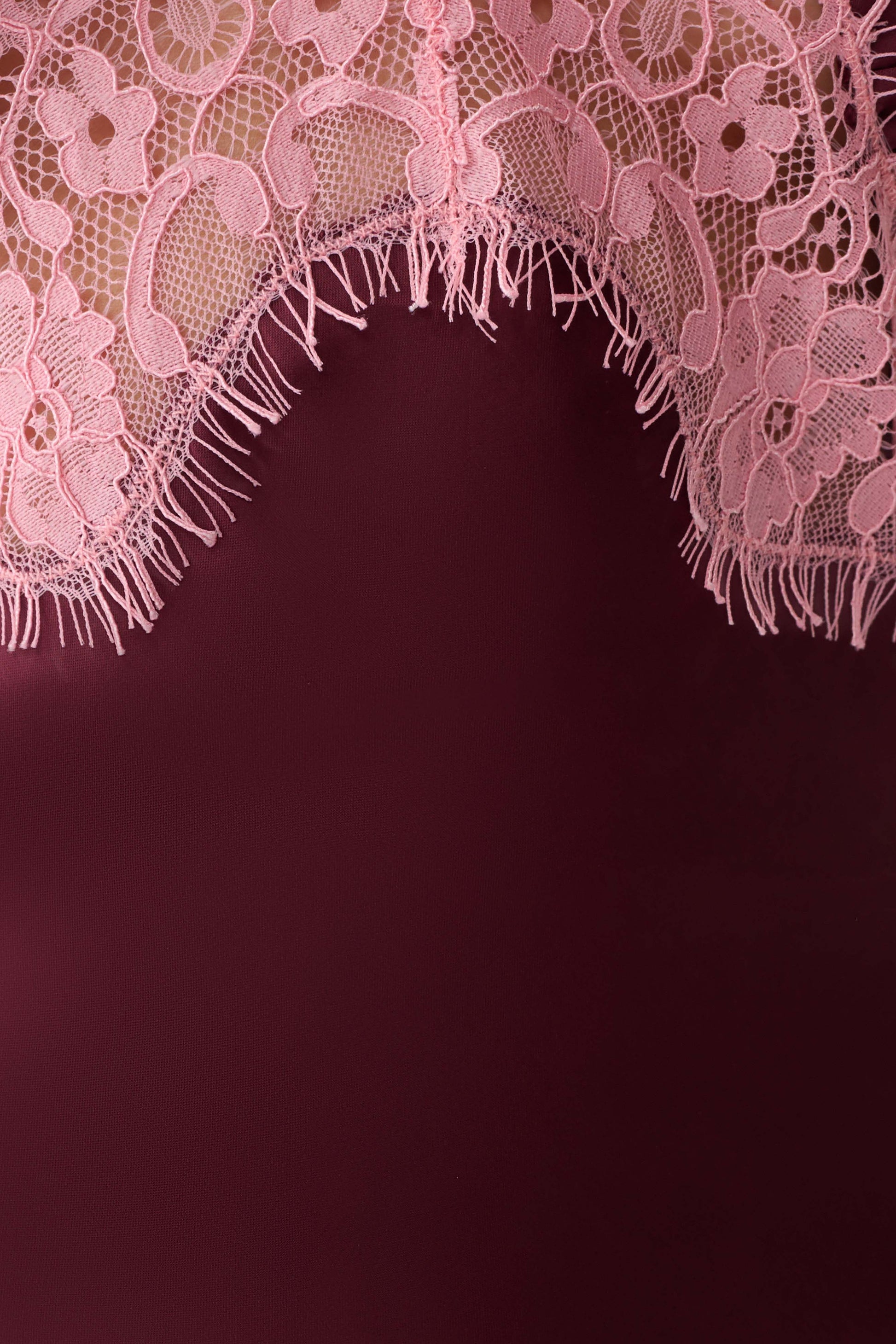 Amber Satin And Lace Camisole - Burgundy #6