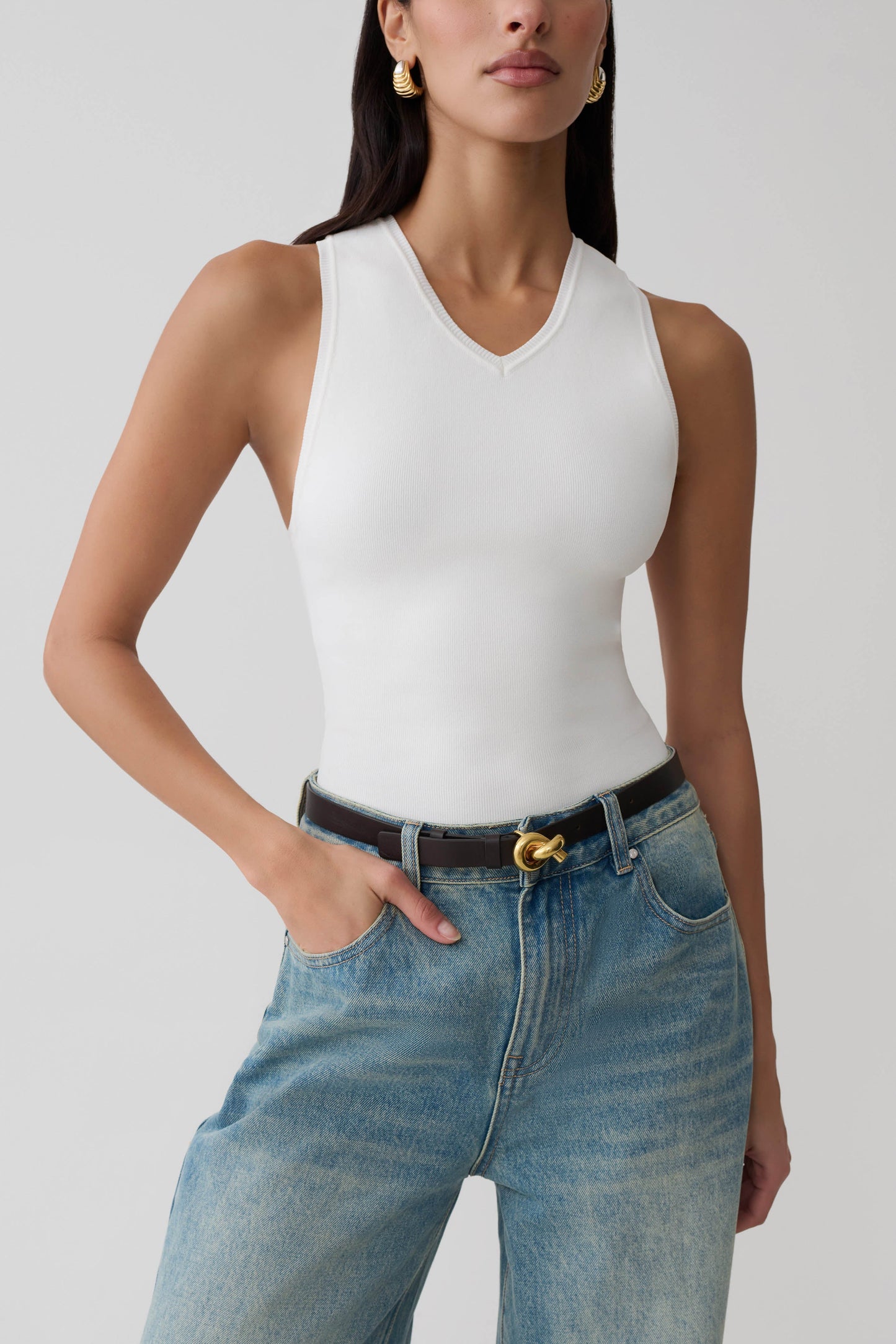 Marleen Knit Tank Top - White