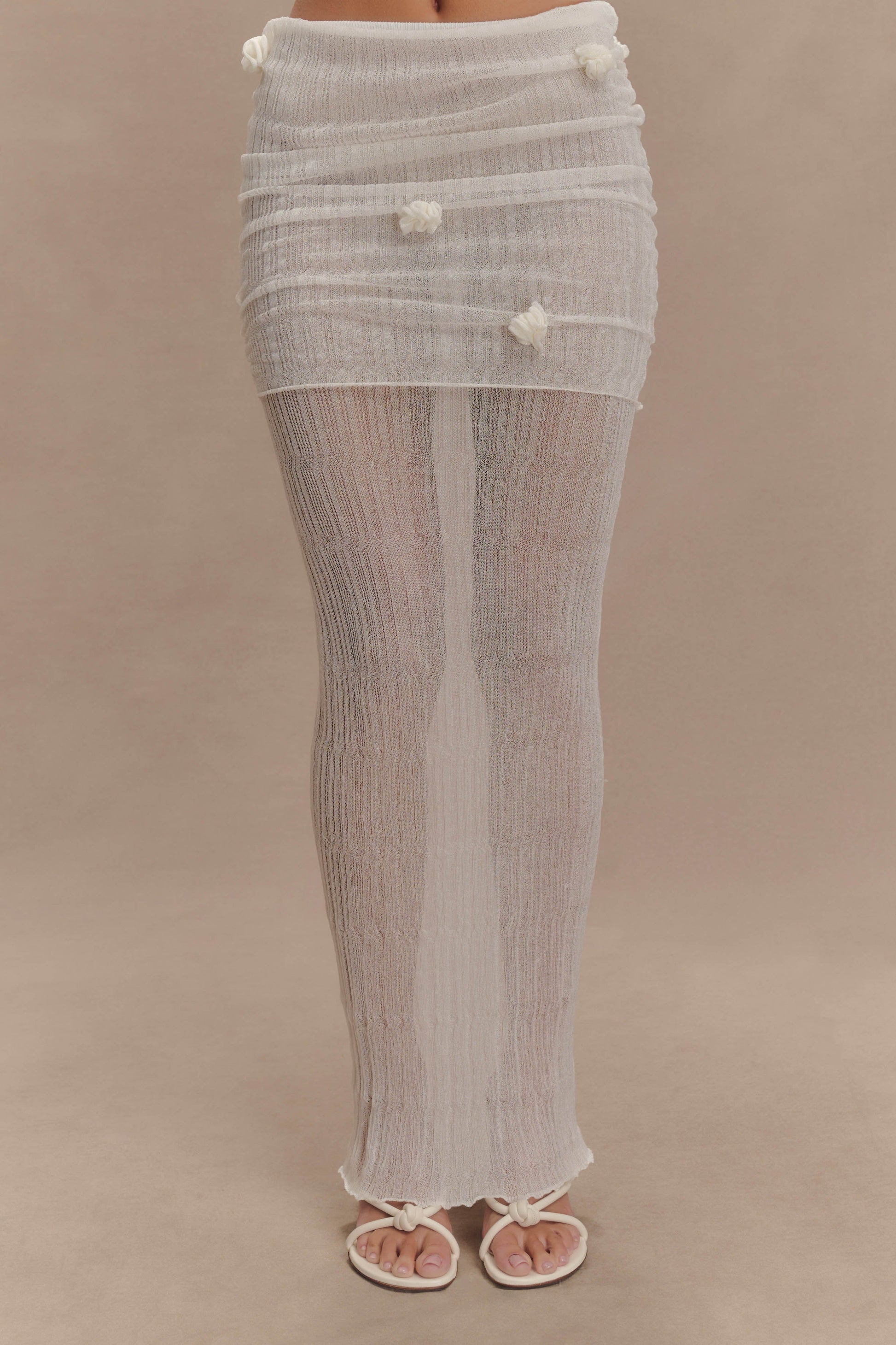 Orianna Orchid Knit Maxi Skirt - Ivory #6