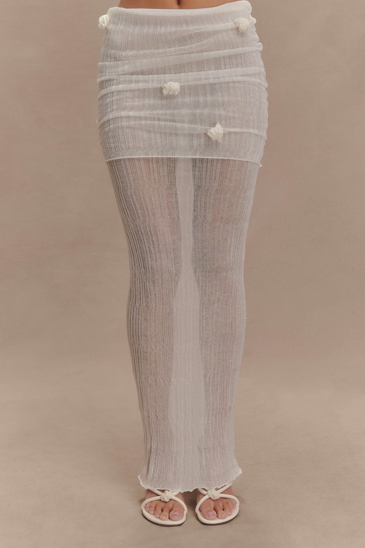 Orianna Orchid Knit Maxi Skirt - Ivory #6