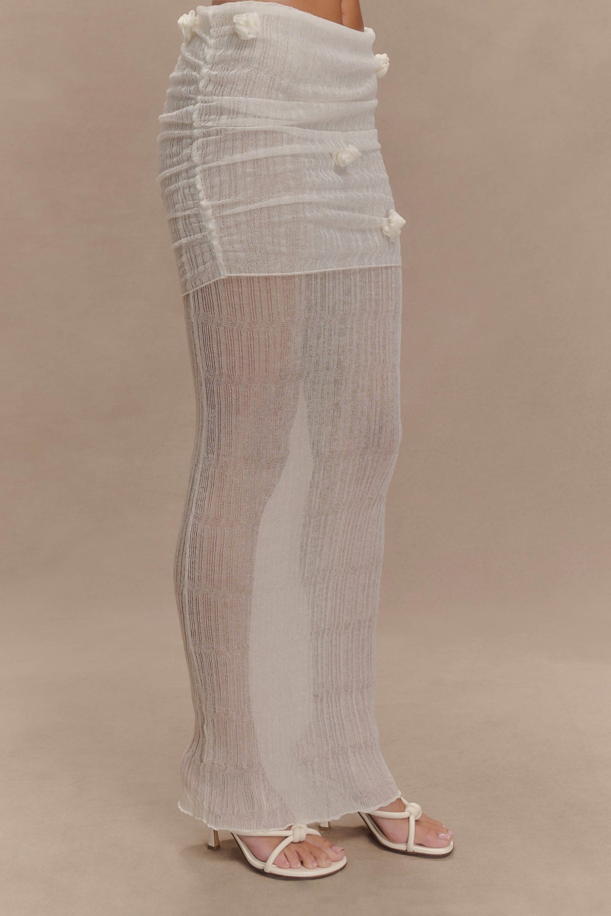 Orianna Orchid Knit Maxi Skirt - Ivory #8