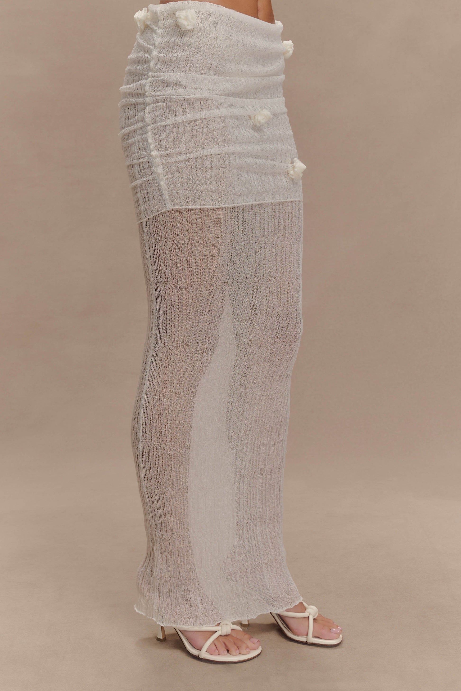 Orianna Orchid Knit Maxi Skirt - Ivory #8