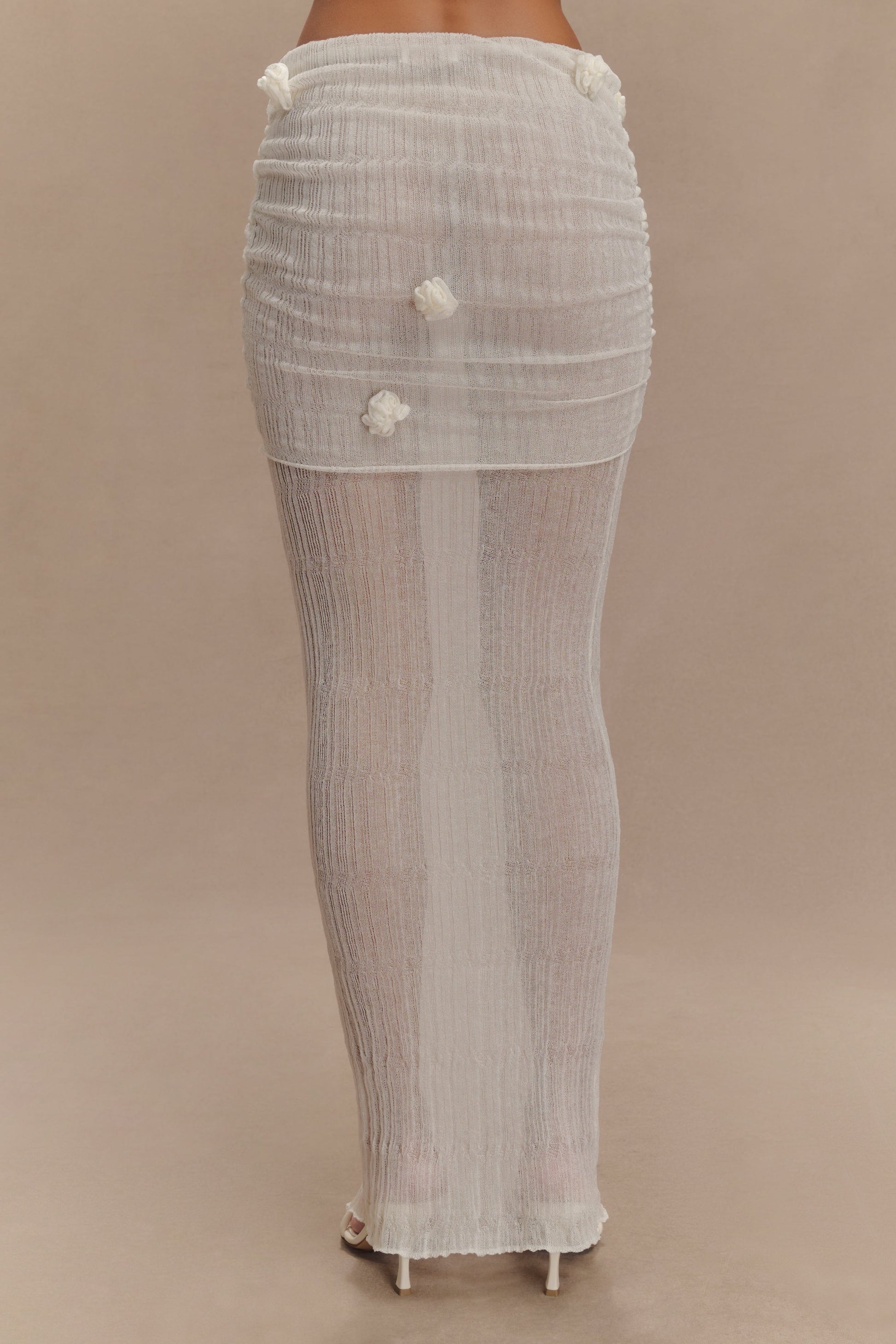 Orianna Orchid Knit Maxi Skirt - Ivory #7