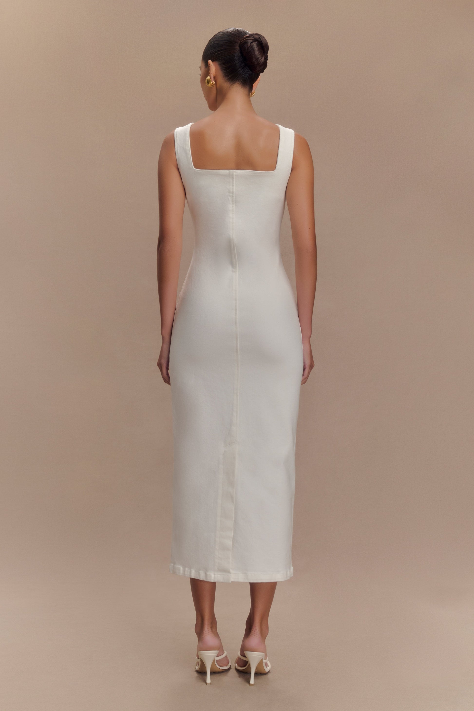 Reyna Denim Midi Dress - White #2