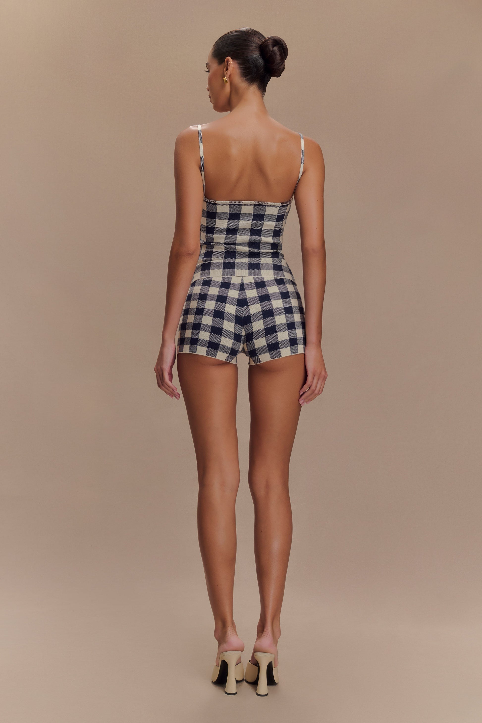Marcie Knit Short - Navy Gingham #2