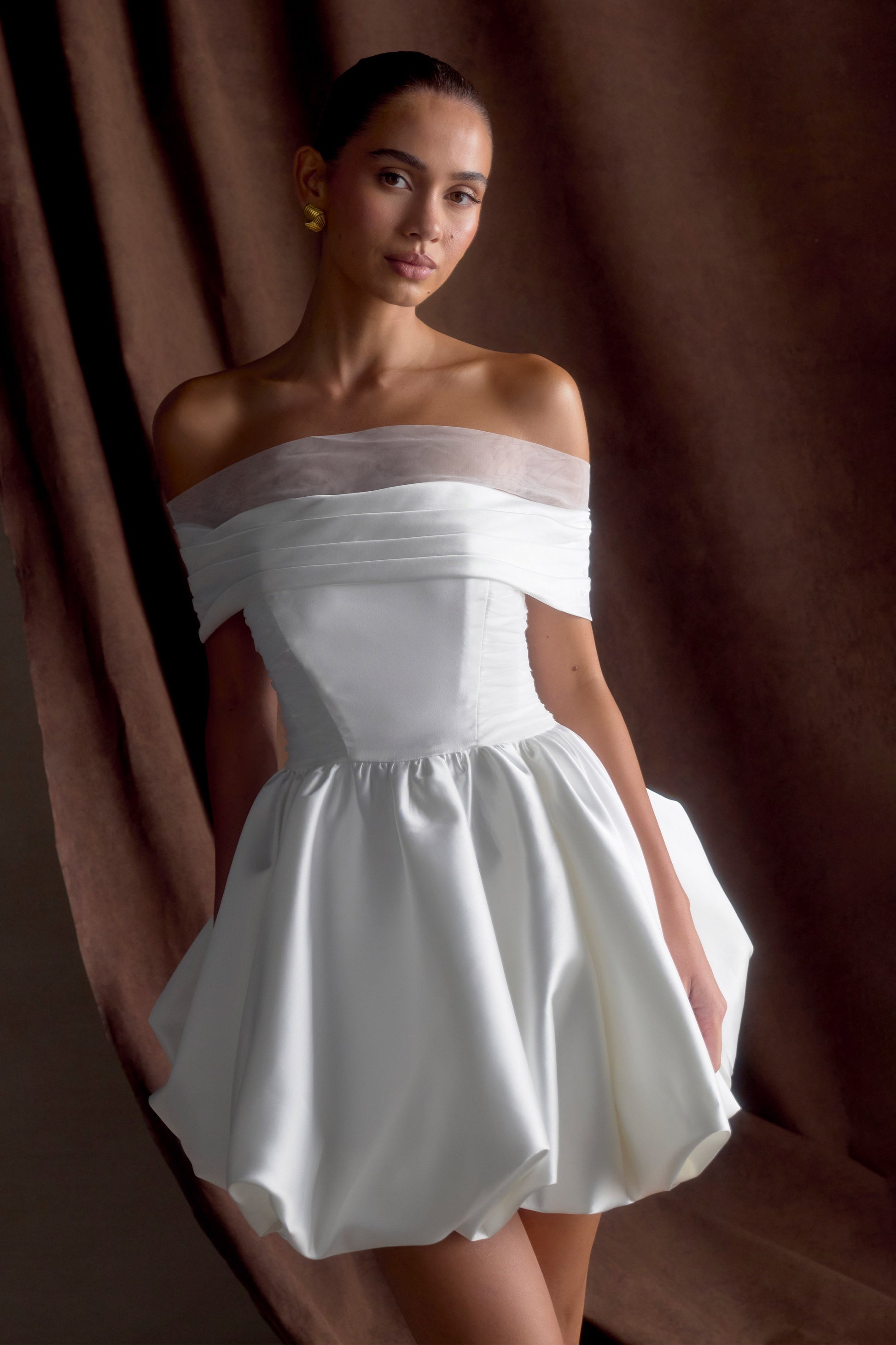 Lauretta Off Shoulder Mini Dress - White