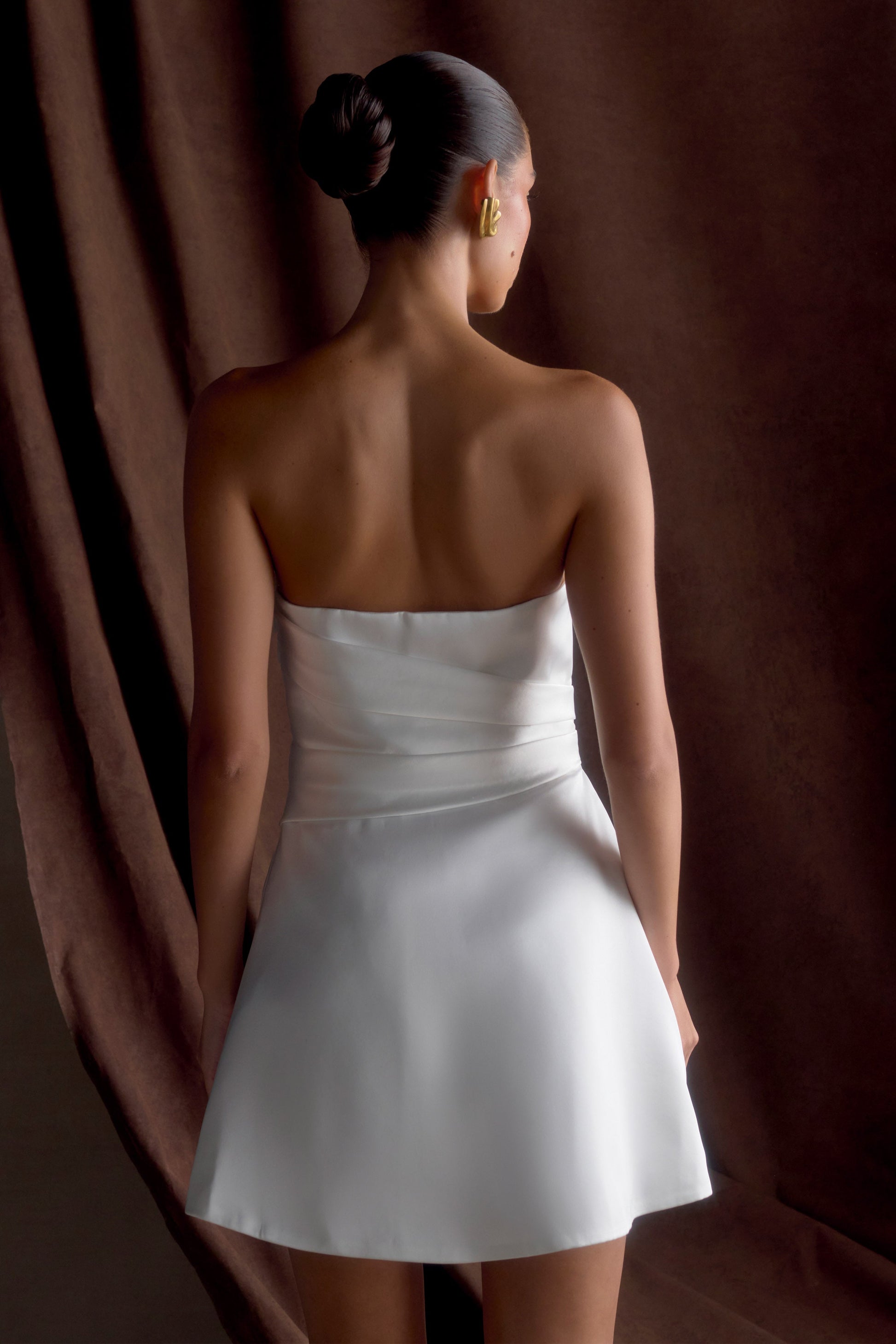 Lora Strapless Satin Mini Dress - White #5