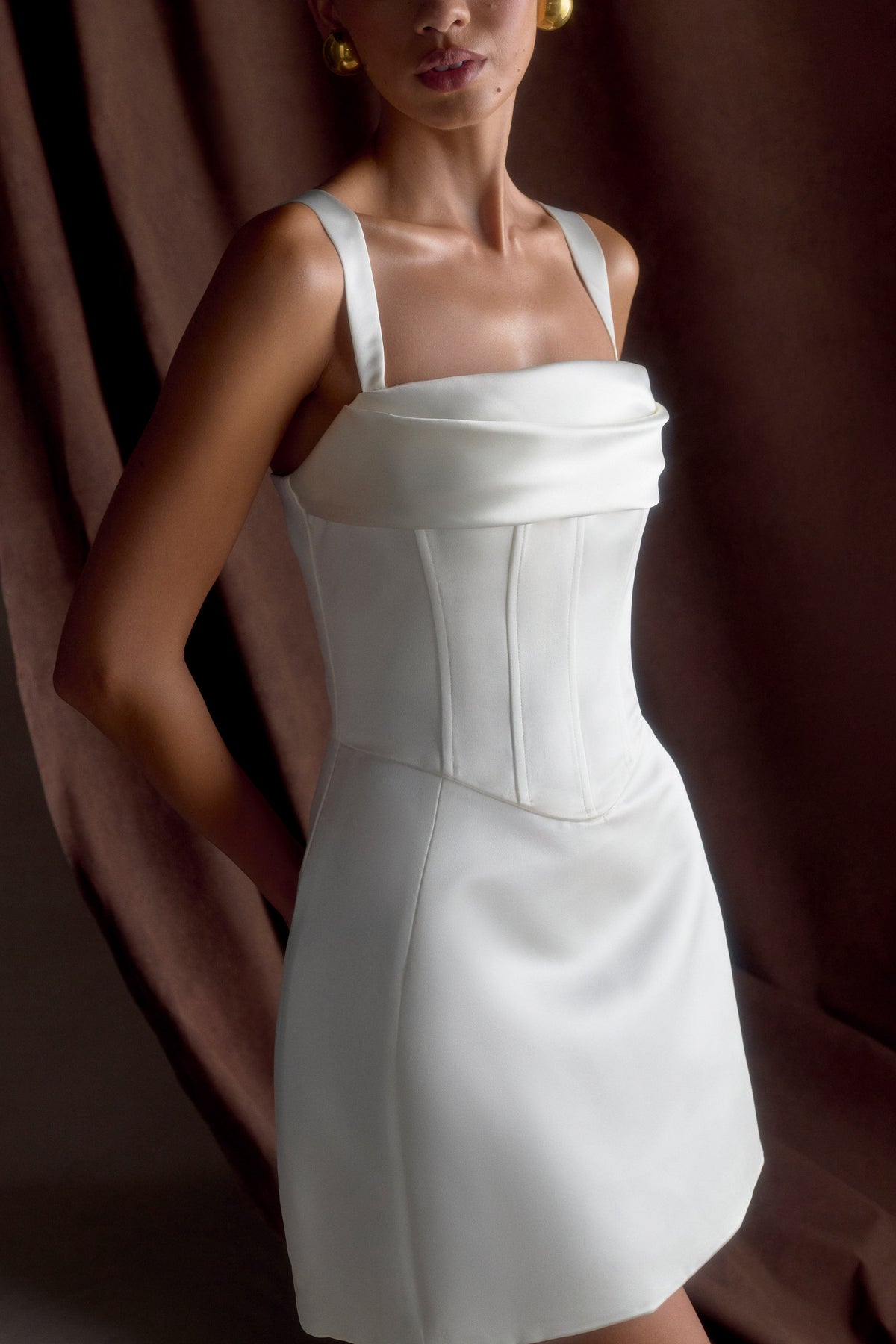 Isabel Satin Corset Mini Dress - White #4