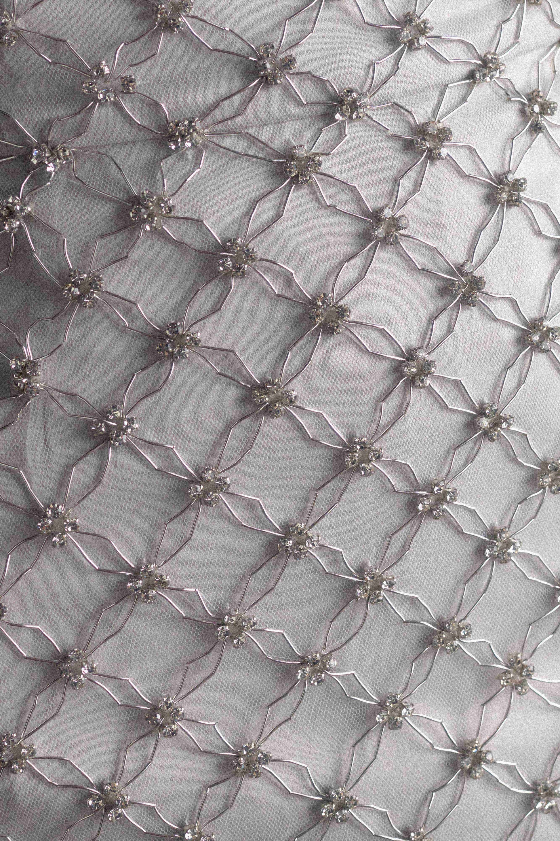 Zuri Hand Beaded Embellished Peplum Corset - Silver #6