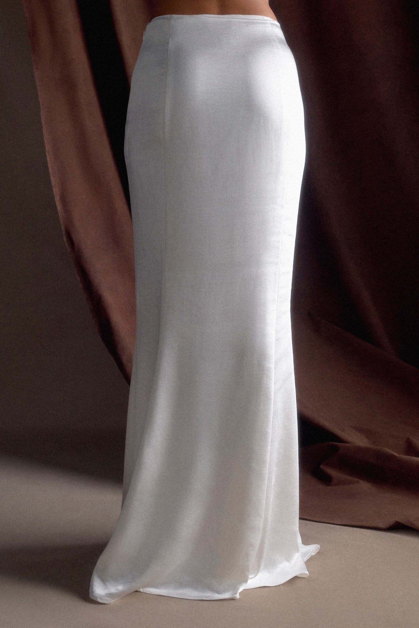 Khloe Satin Fishtail Maxi Skirt - White #5