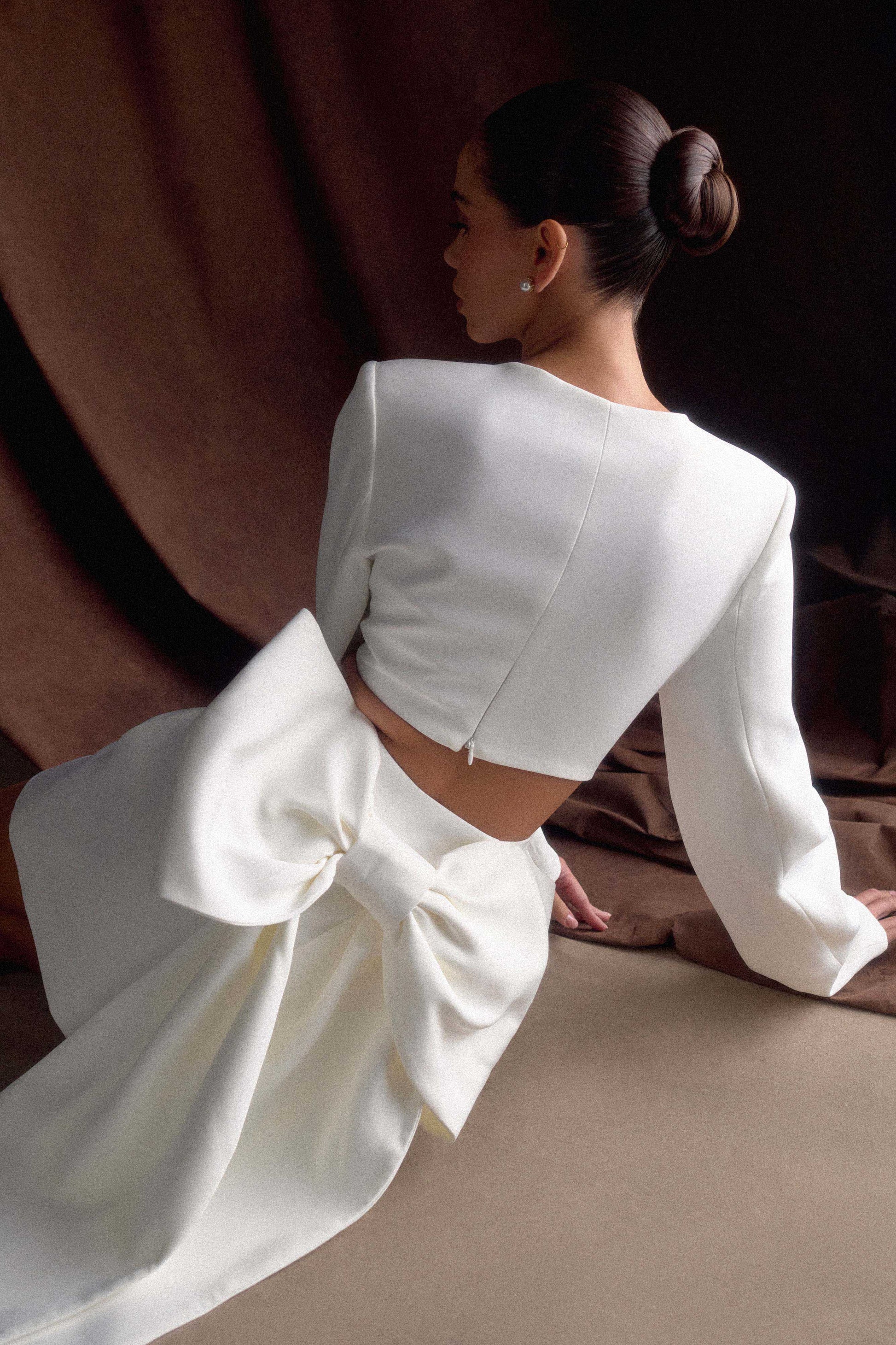 Rosanna Suiting Bow Mini Dress - Ivory #5