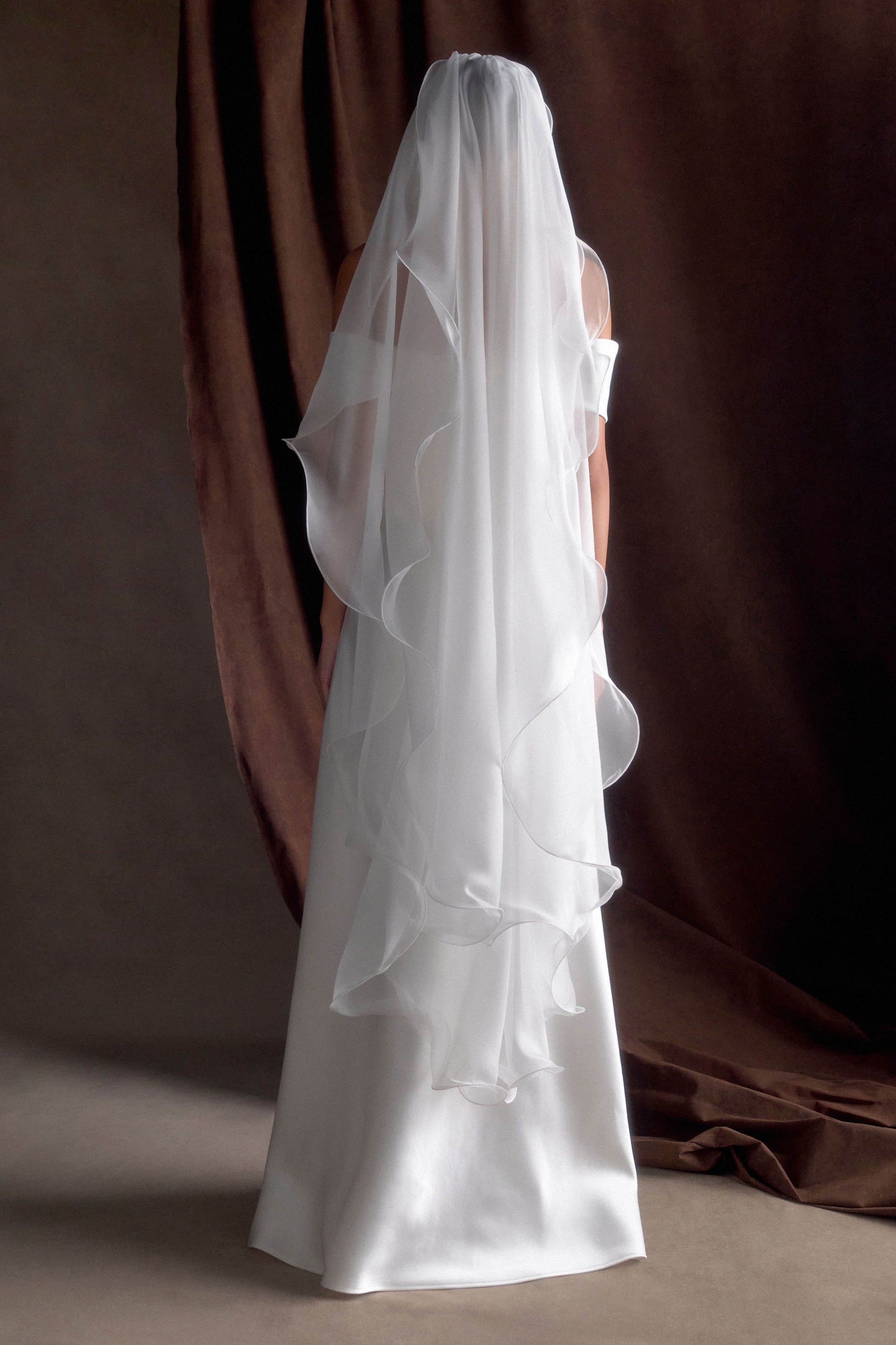 Asteria Draped Chiffon Veil - Ivory #3