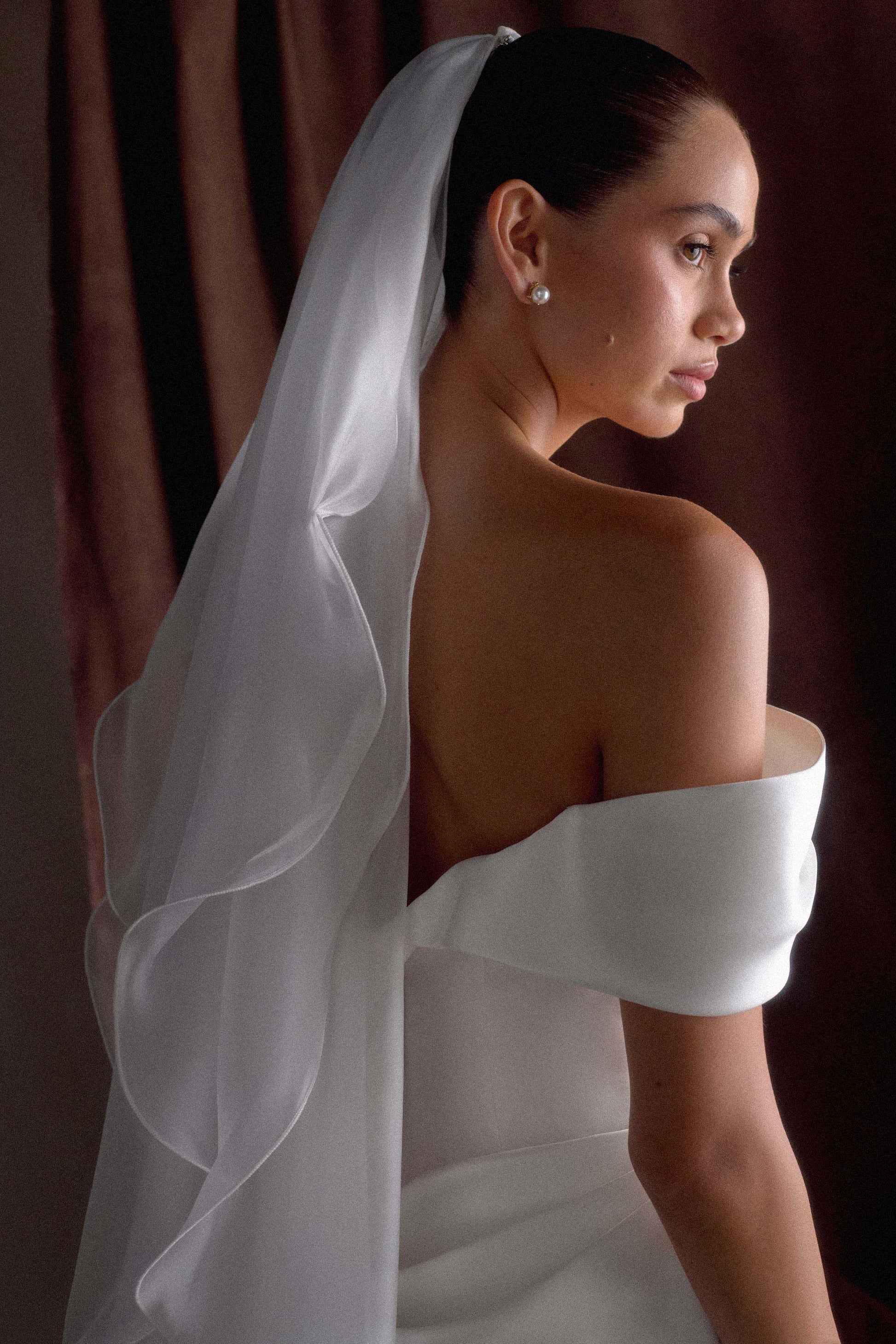 Asteria Draped Chiffon Veil - Ivory #4