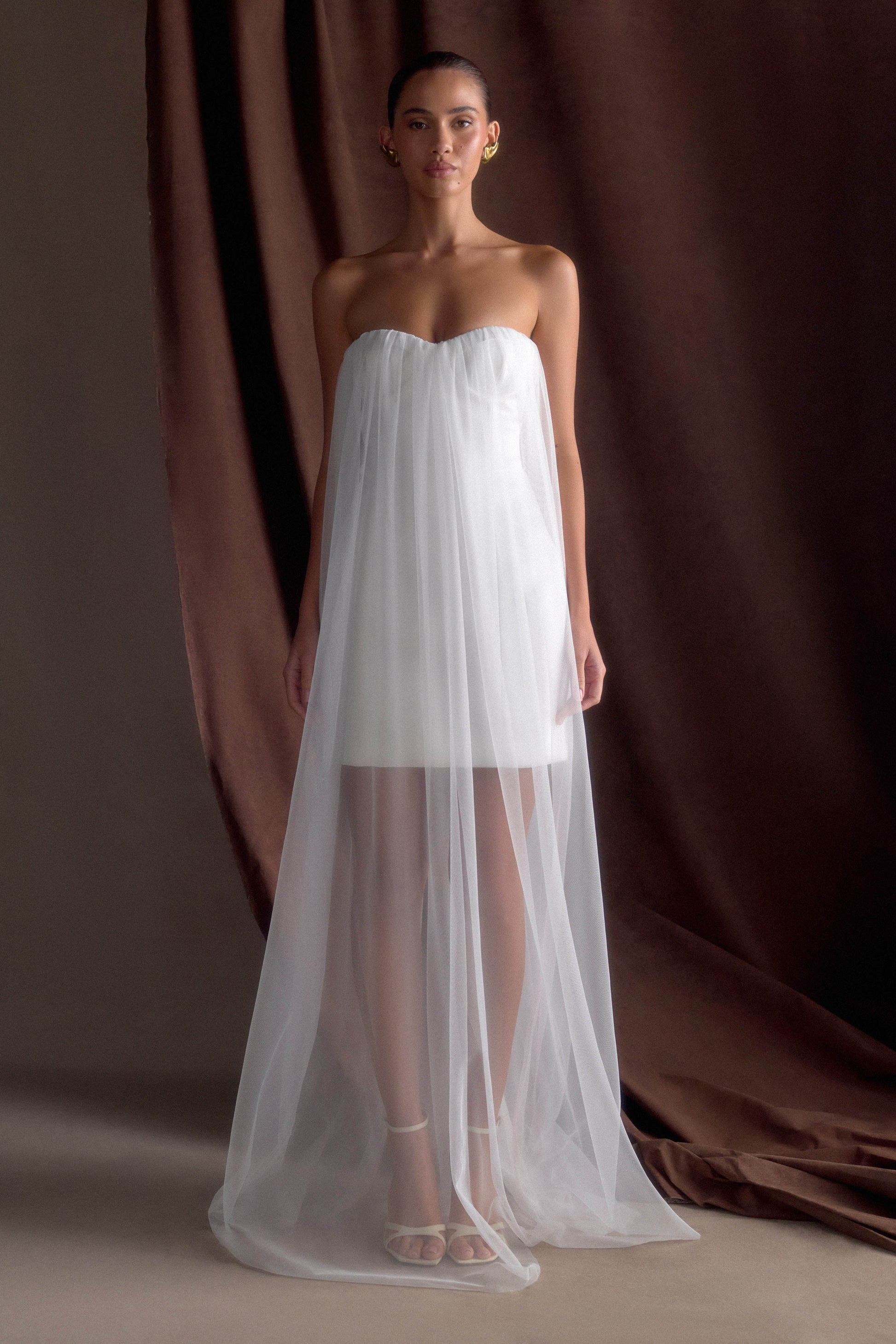 Bettany Chiffon Strapless Maxi Dress - White #6