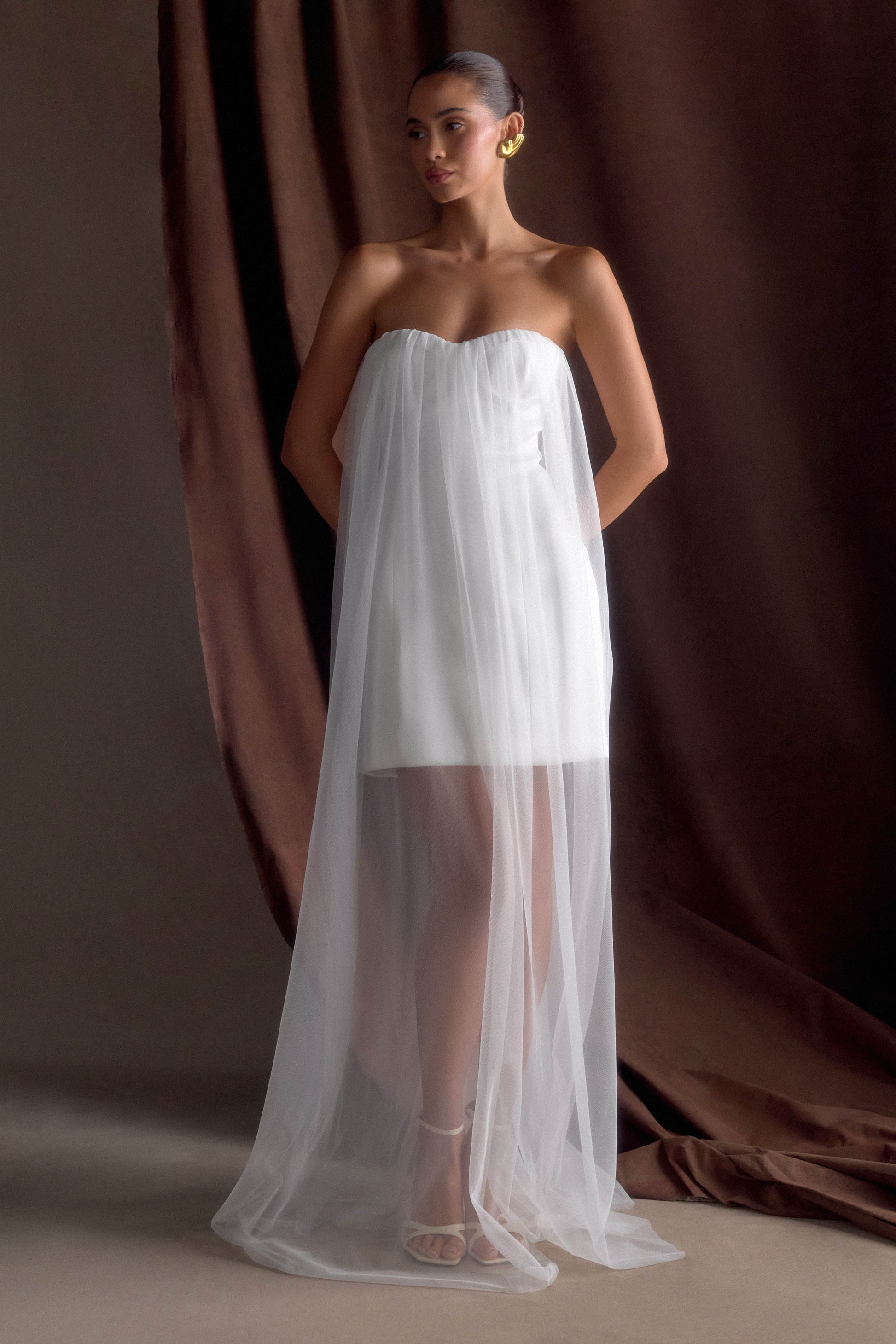 Bettany Chiffon Strapless Maxi Dress - White #4