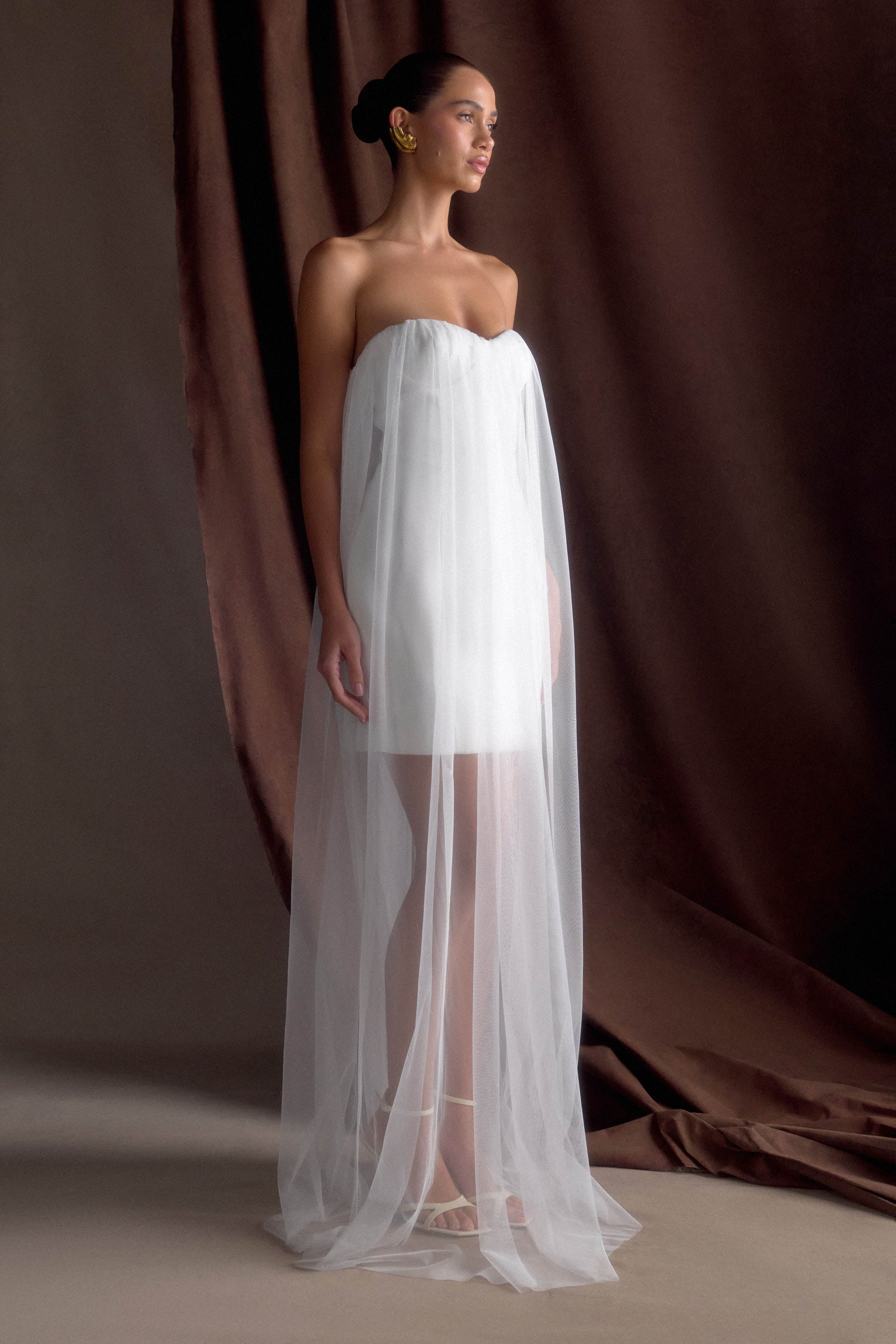 Bettany Chiffon Strapless Maxi Dress - White #5