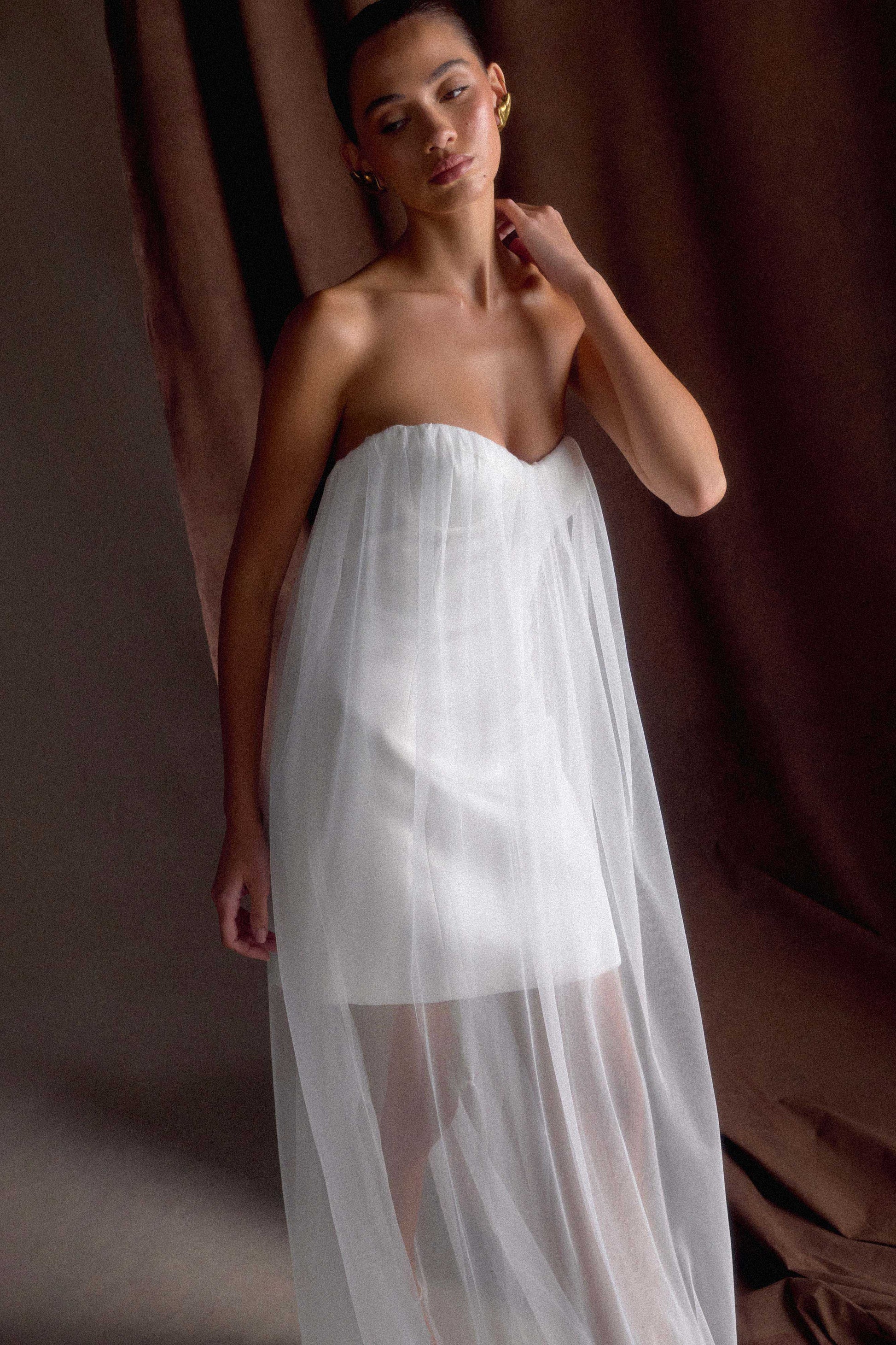 Bettany Chiffon Strapless Maxi Dress - White #3