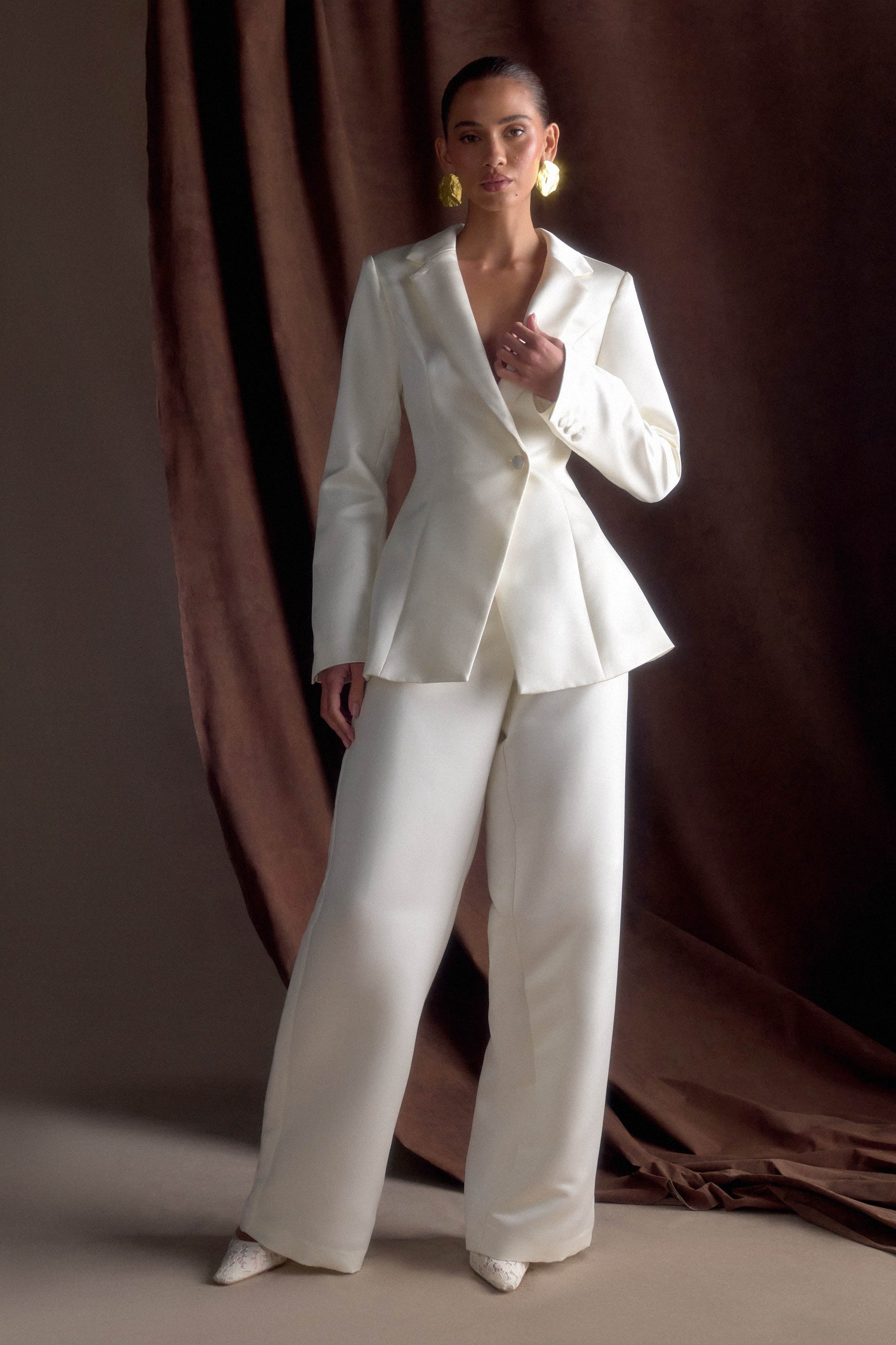 Ada Satin Straight Leg Pant - Ivory #5