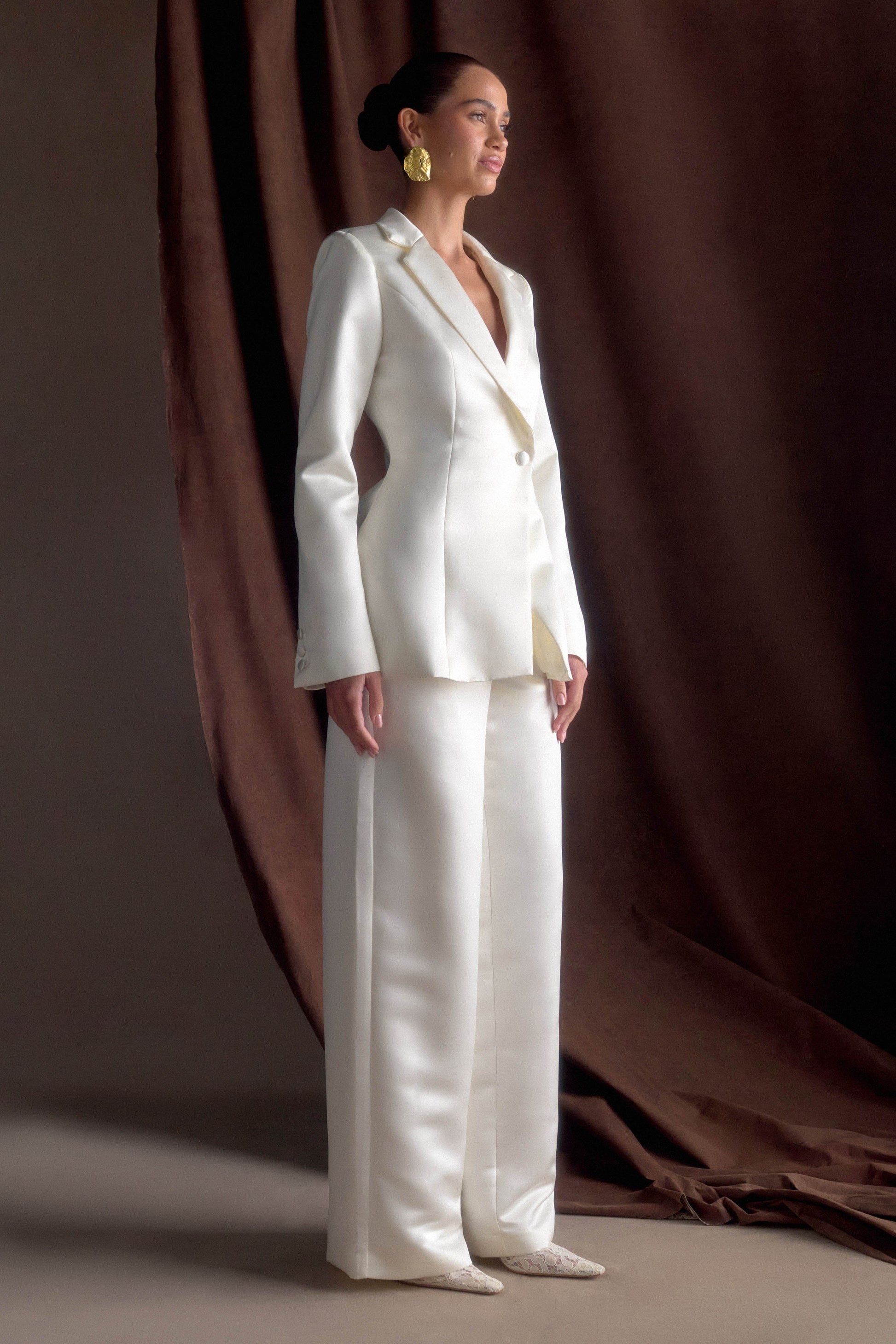 Ada Satin Straight Leg Pant - Ivory #6
