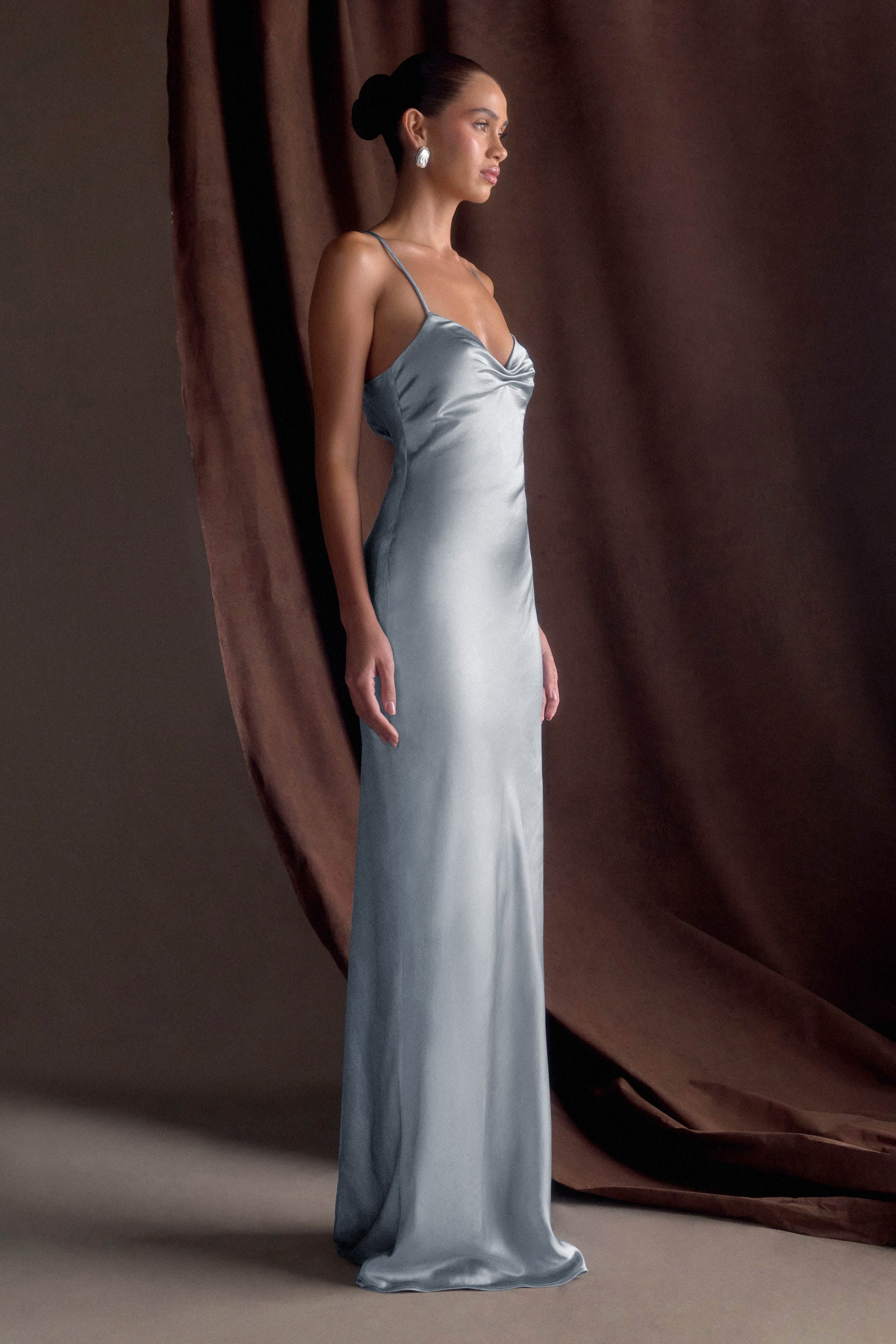 Lilly Sweetheart Satin Maxi Dress - Frosted Blue #8