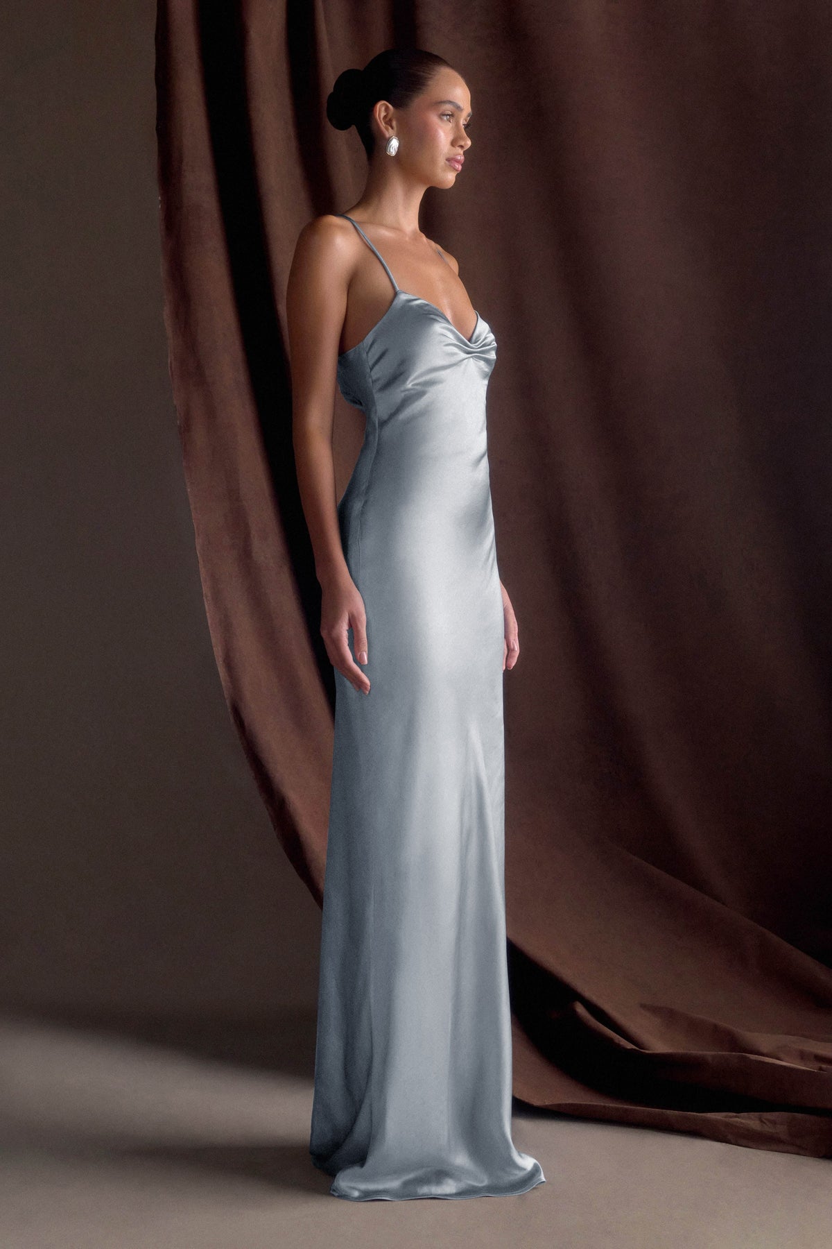 Lilly Sweetheart Satin Maxi Dress - Frosted Blue #8