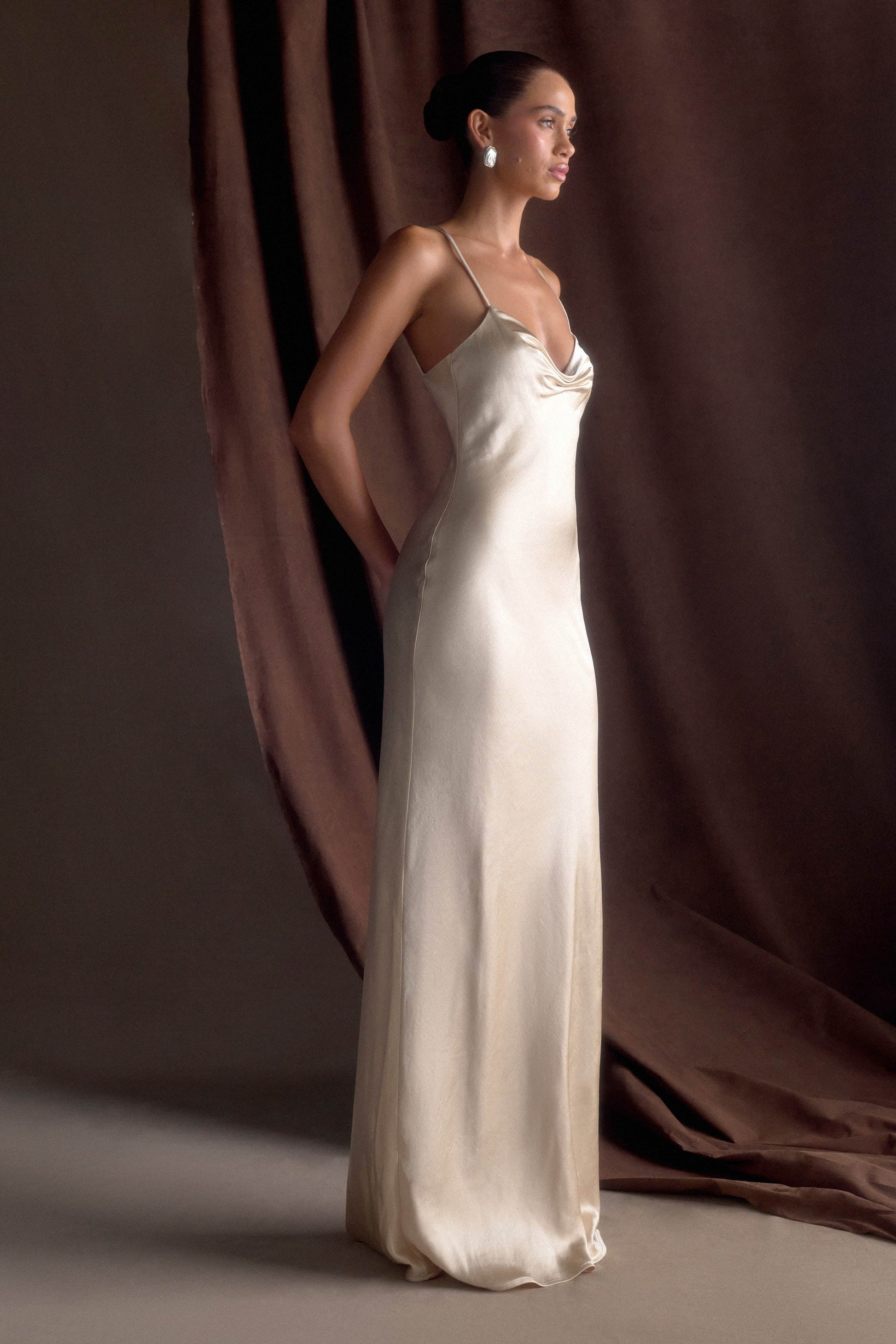 Lilly Sweetheart Satin Maxi Dress - Blush Gold #8